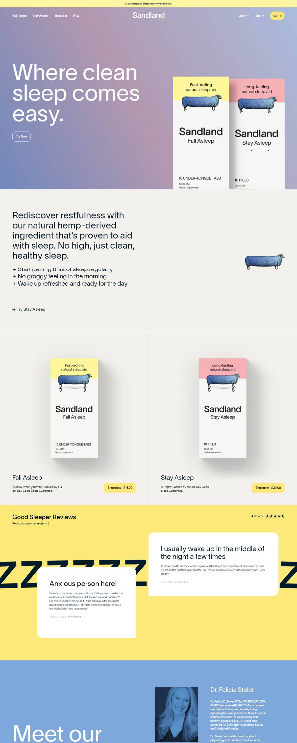 eCommerce website: Sandland