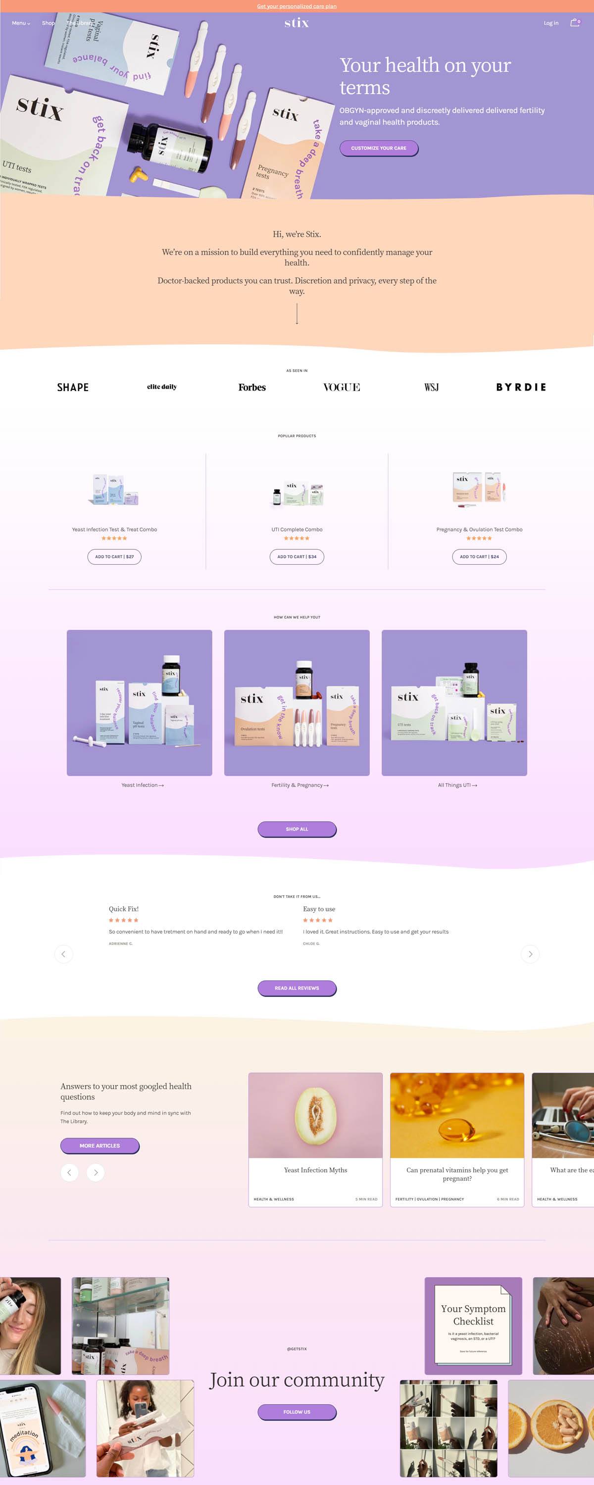 eCommerce website: Stix