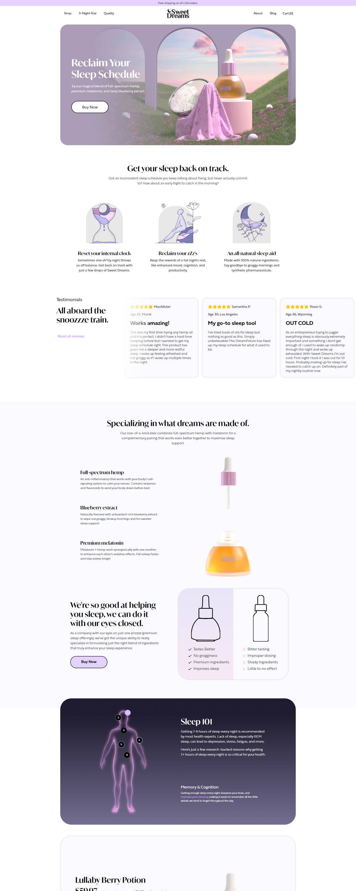 eCommerce website: Sweet Dreams