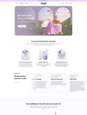 eCommerce website: Sweet Dreams