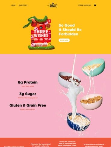 eCommerce website: Three Wishes Cereal