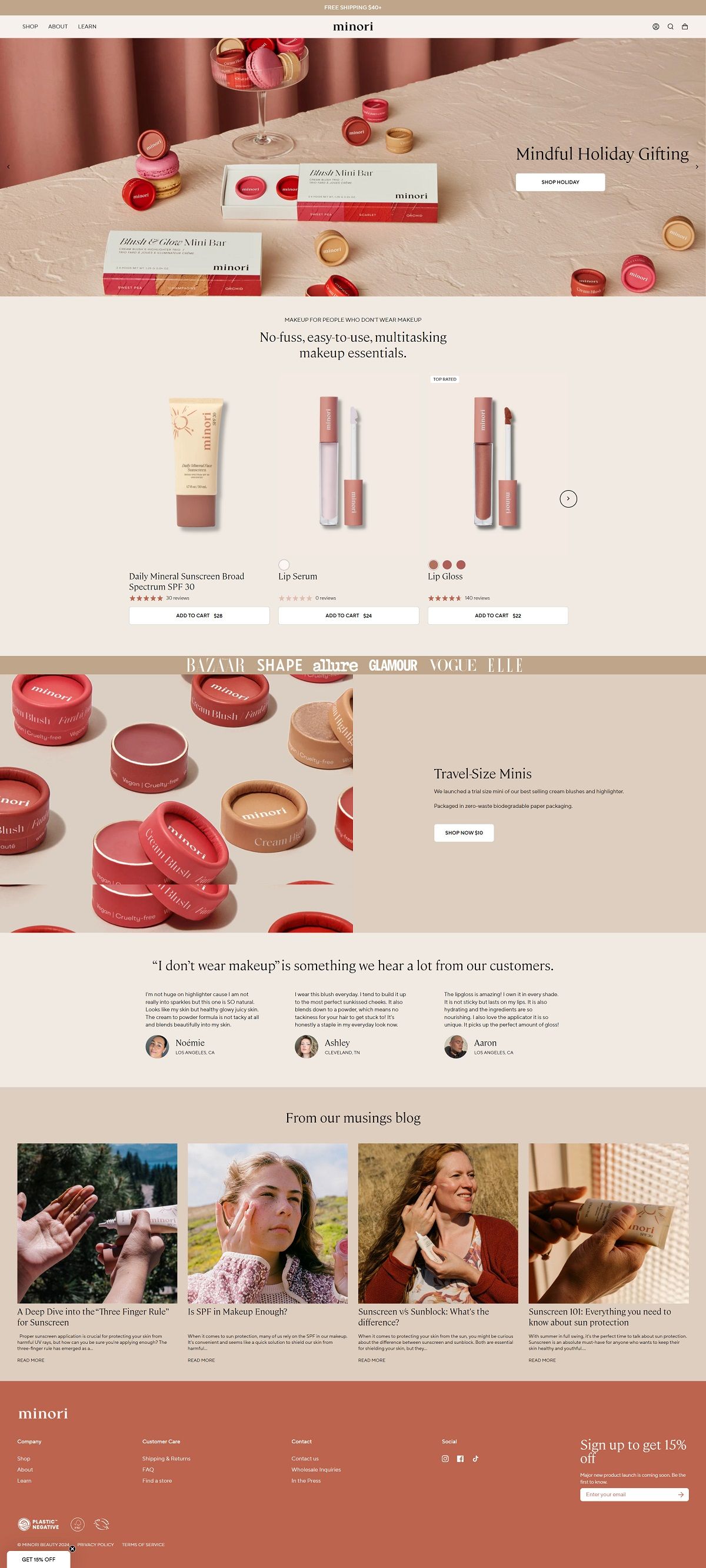 eCommerce website: Minori