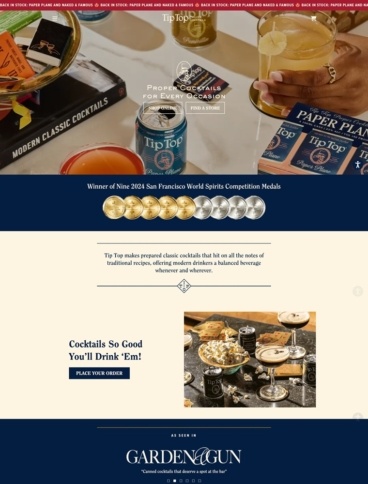 eCommerce website: Tip Top Cocktails