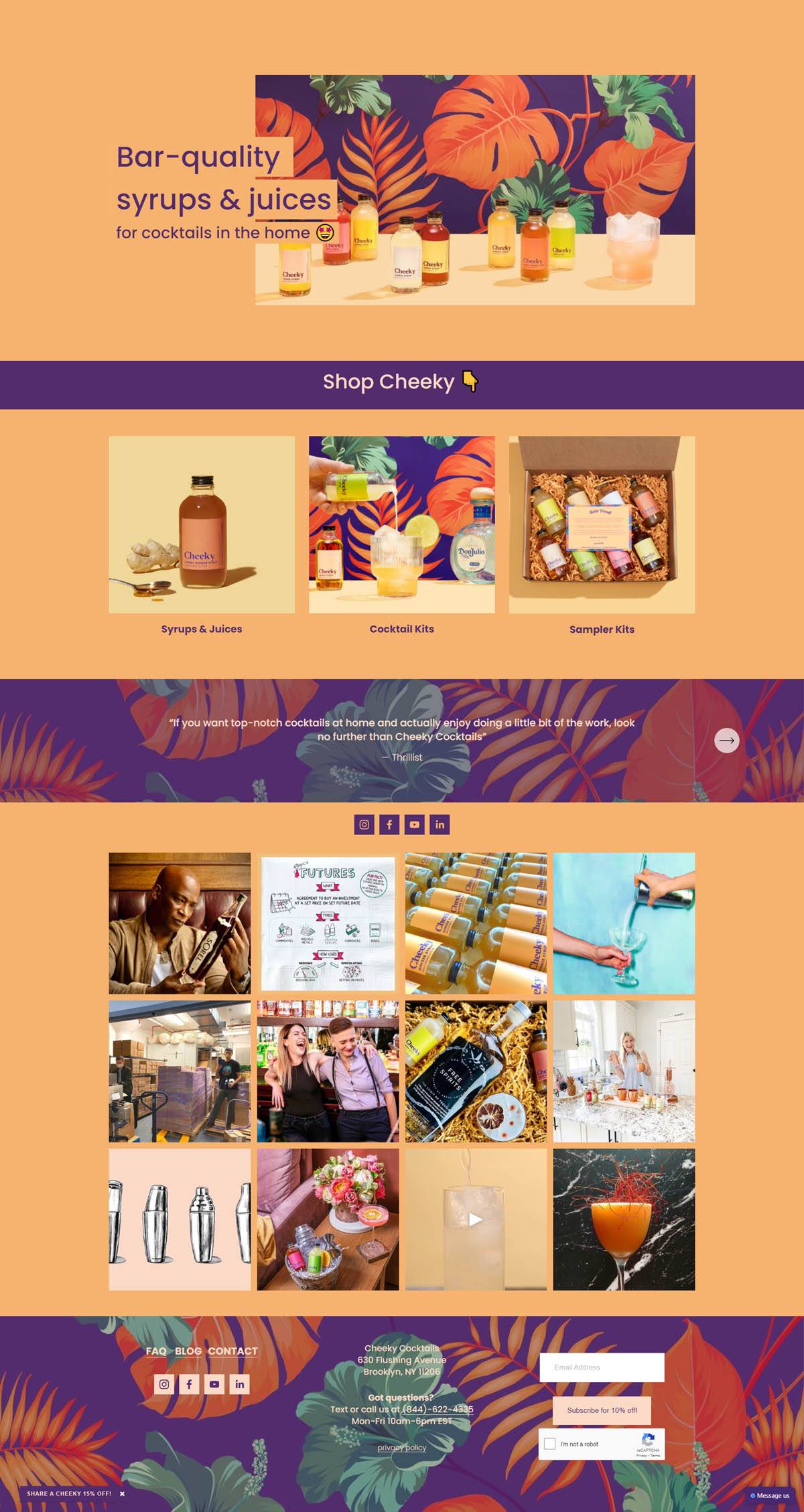 eCommerce website: Cheeky Cocktails