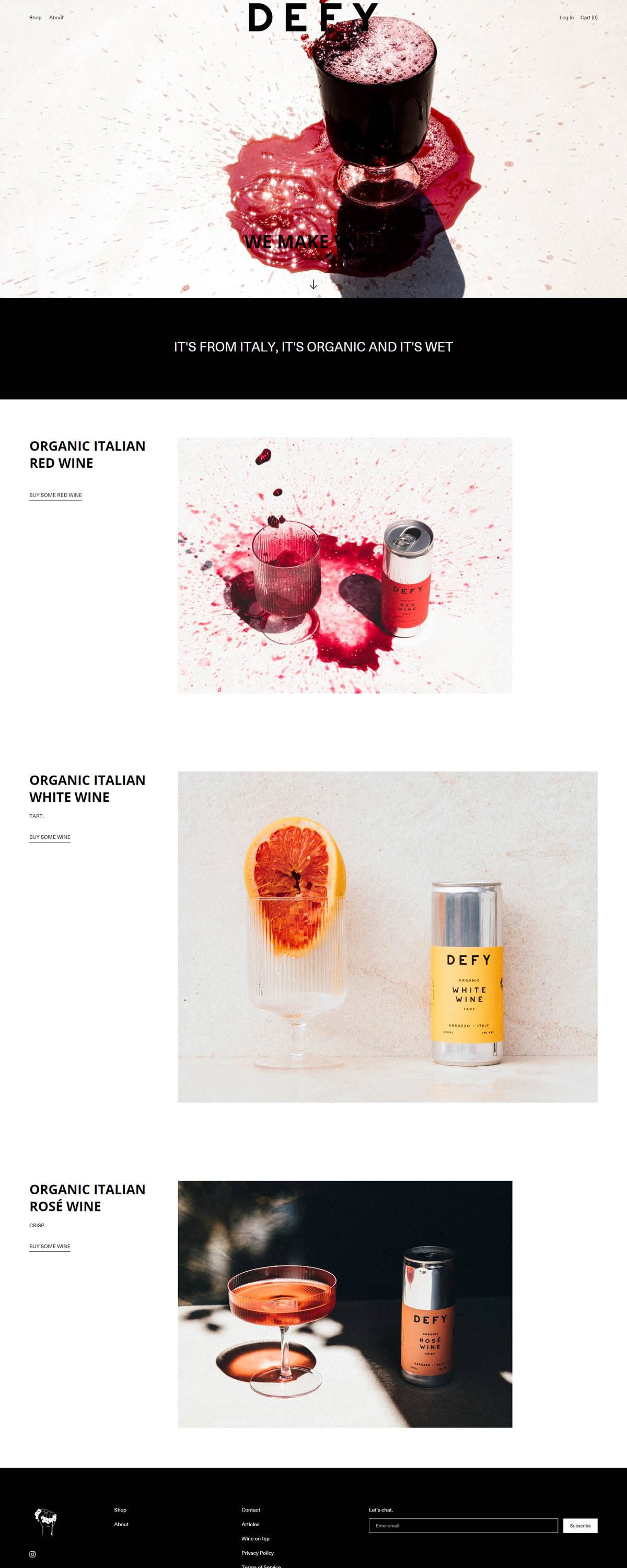 eCommerce website: DEFY