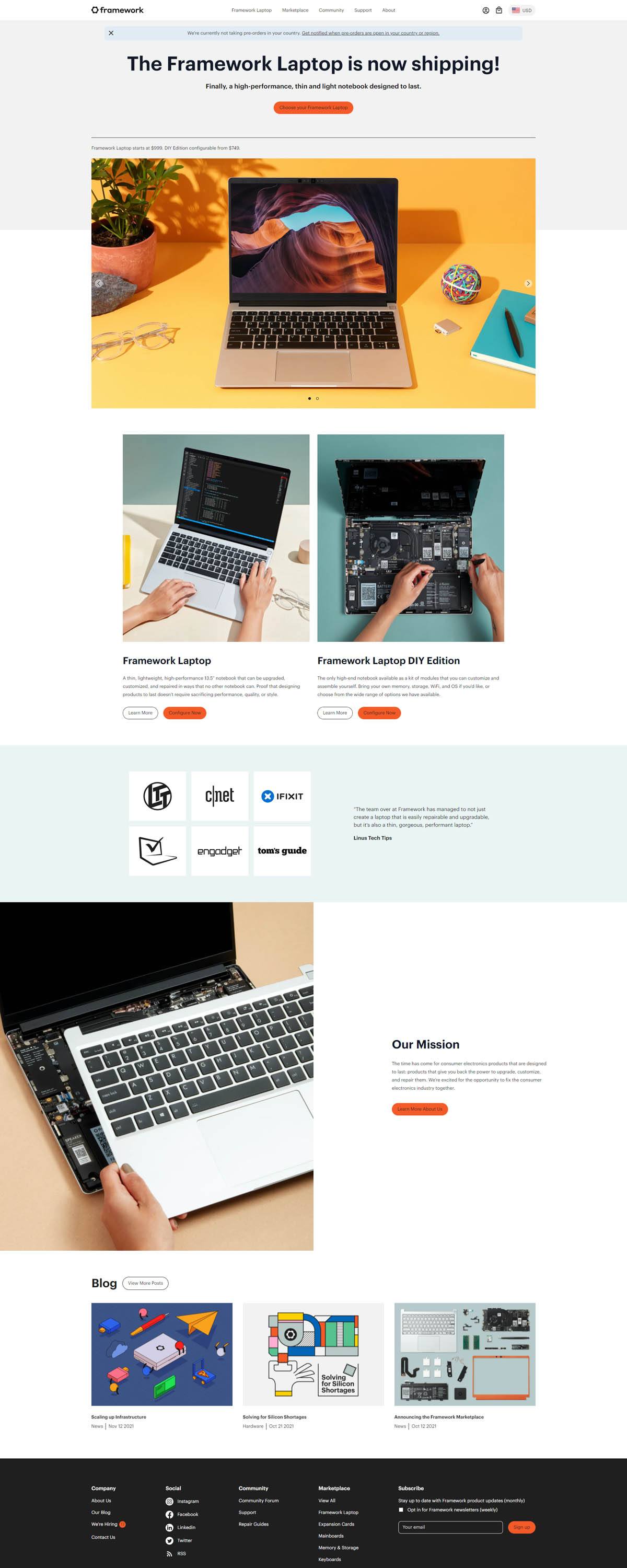 eCommerce website: Framework