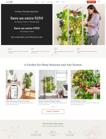 eCommerce website: Gardyn