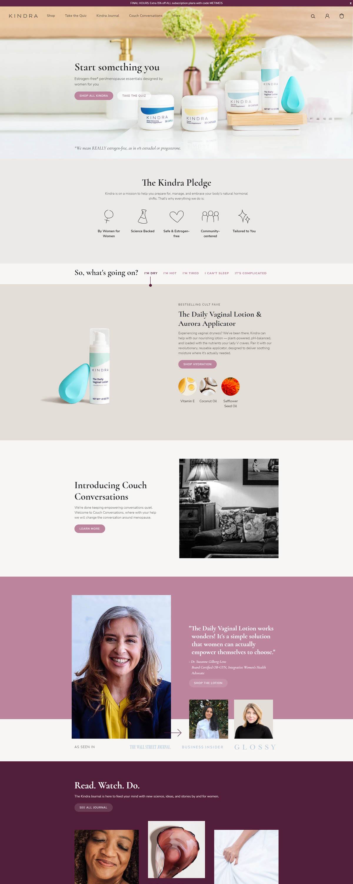 eCommerce website: Kindra