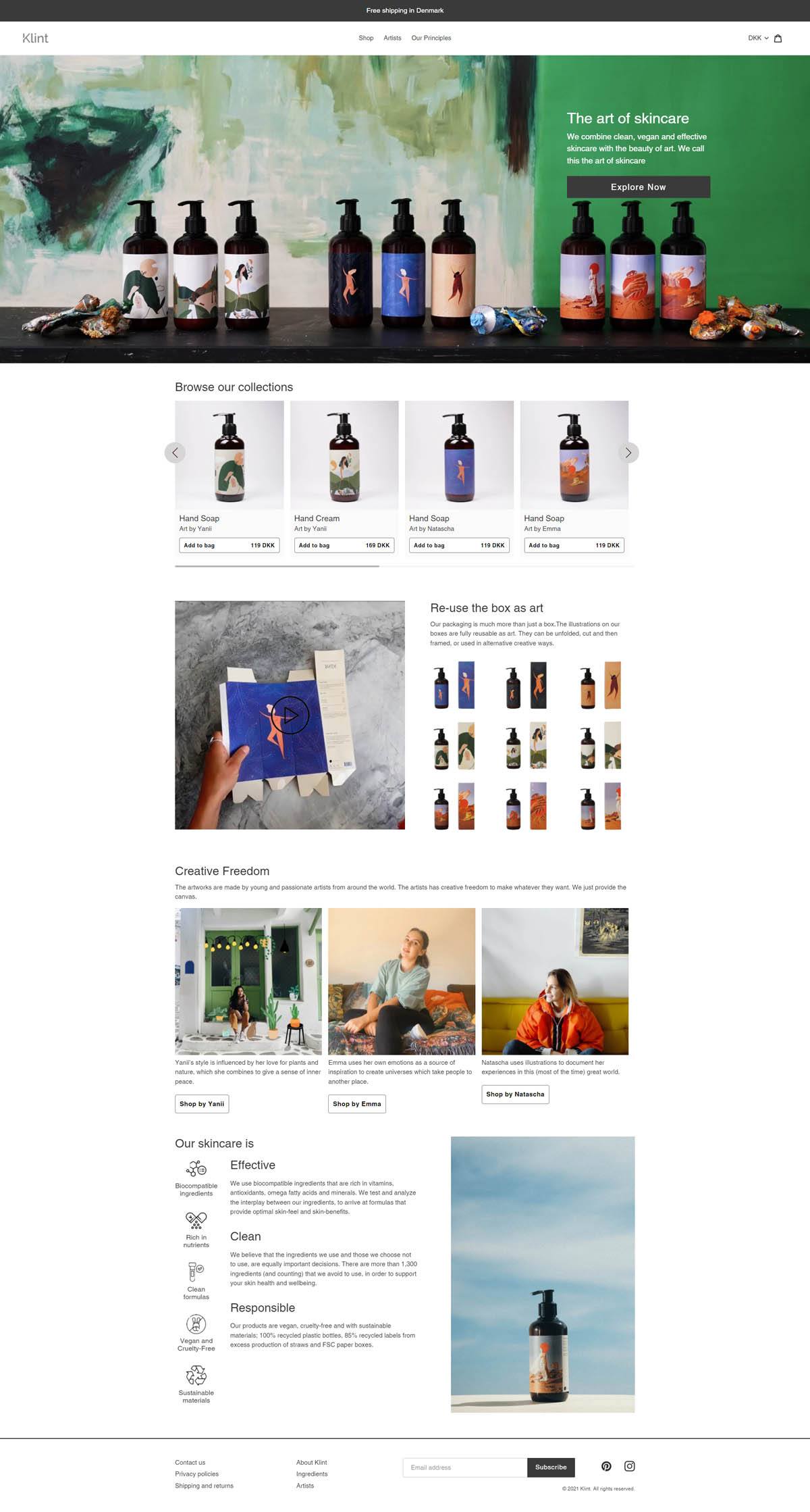 eCommerce website: Klint