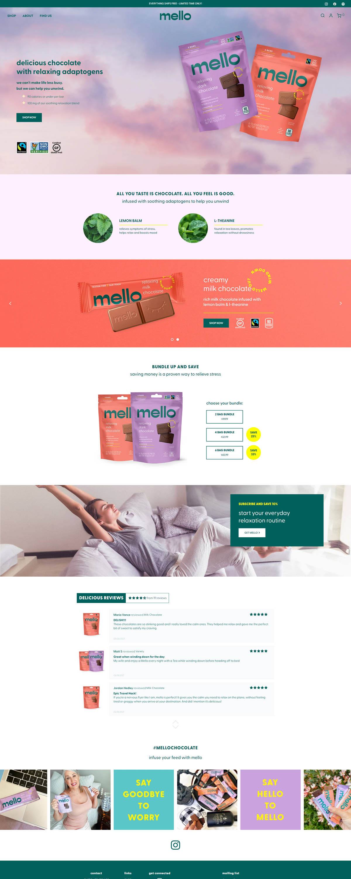 eCommerce website: Mello Chocolate