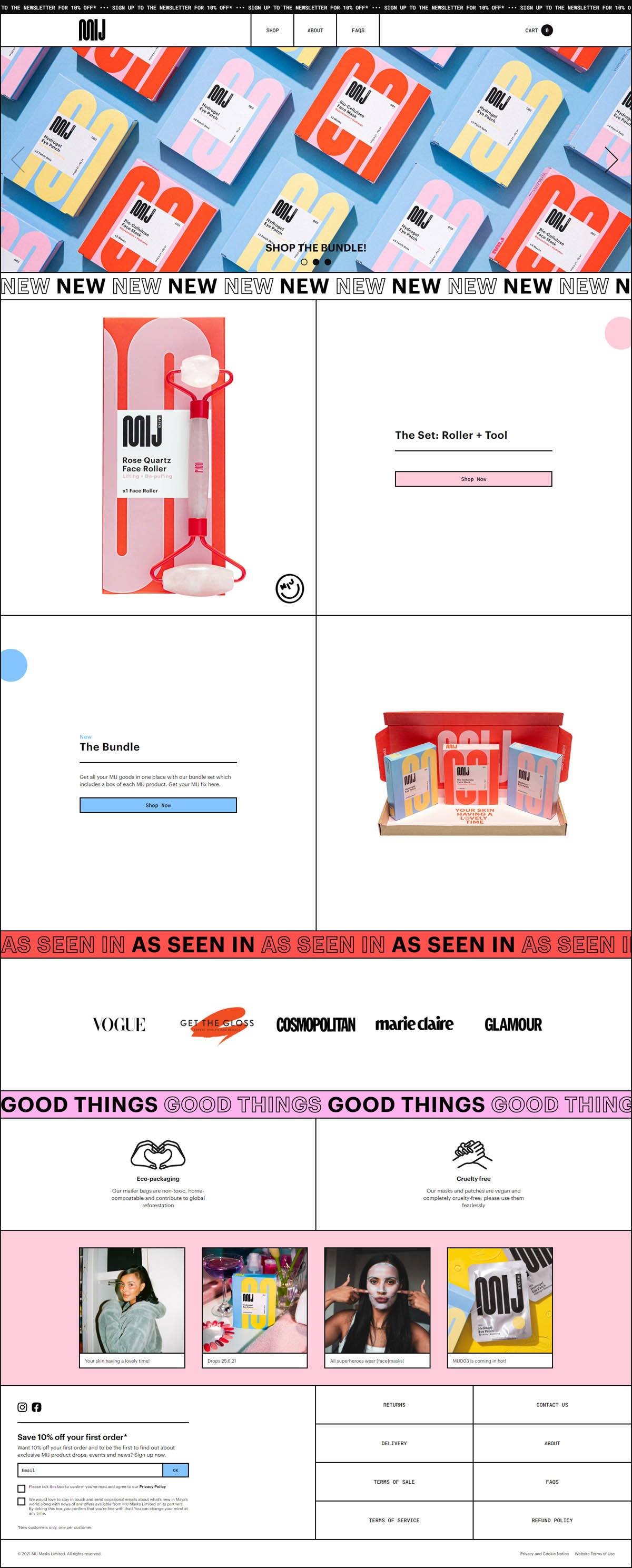 eCommerce website: MIJ Masks