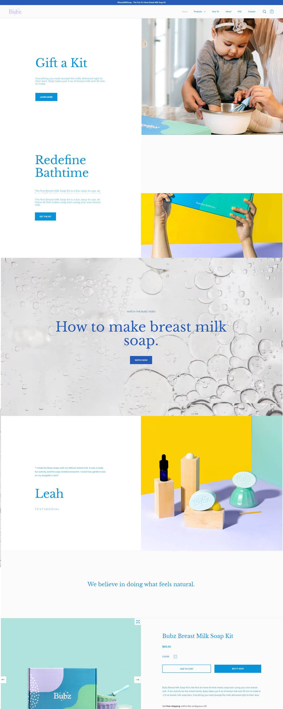 eCommerce website: Bubz Baby Company