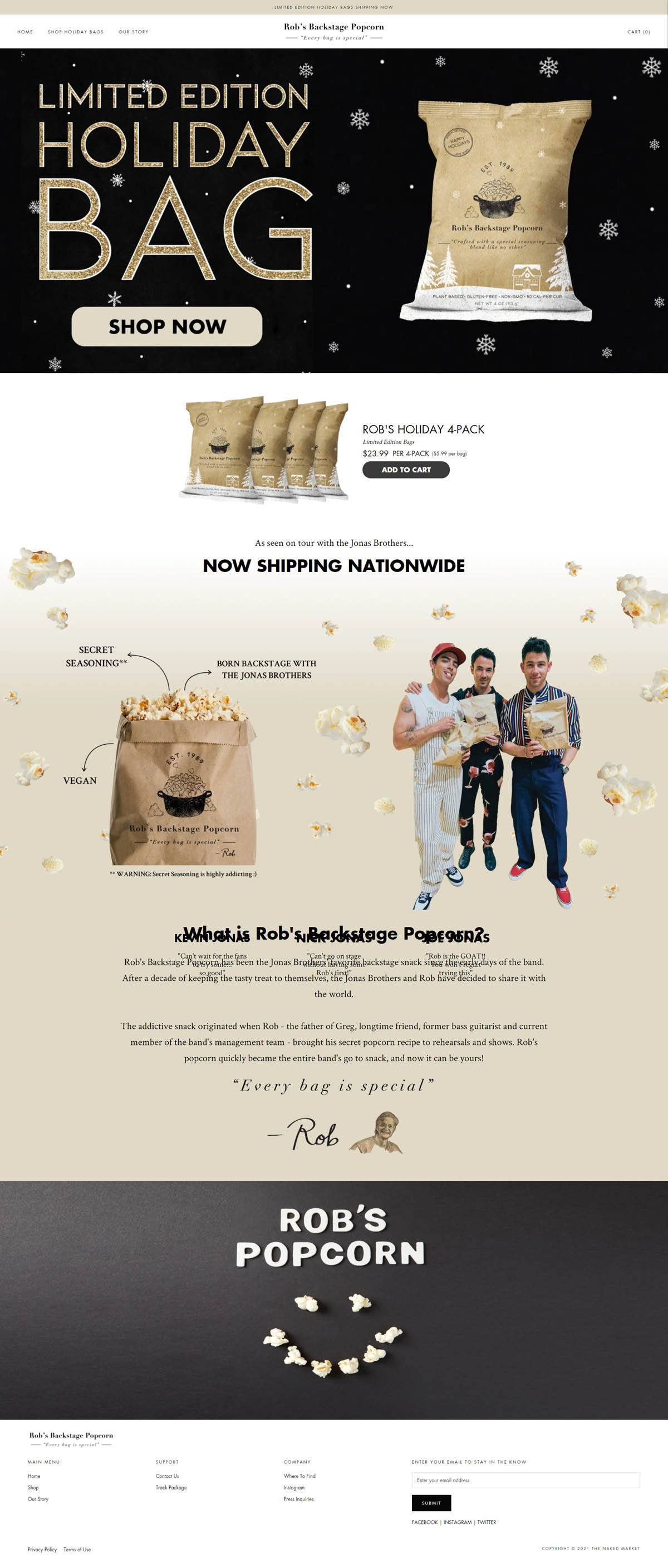 eCommerce website: Rob’s Popcorn