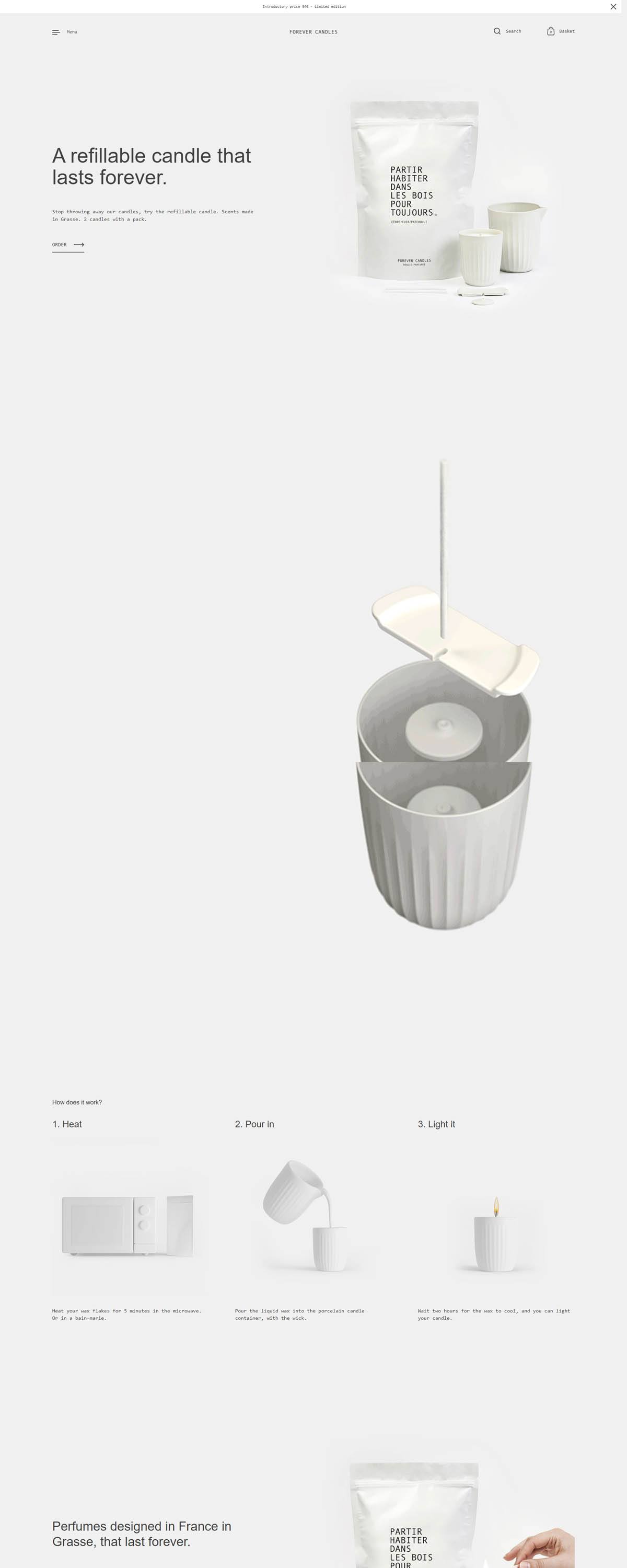 eCommerce website: Forever Candles