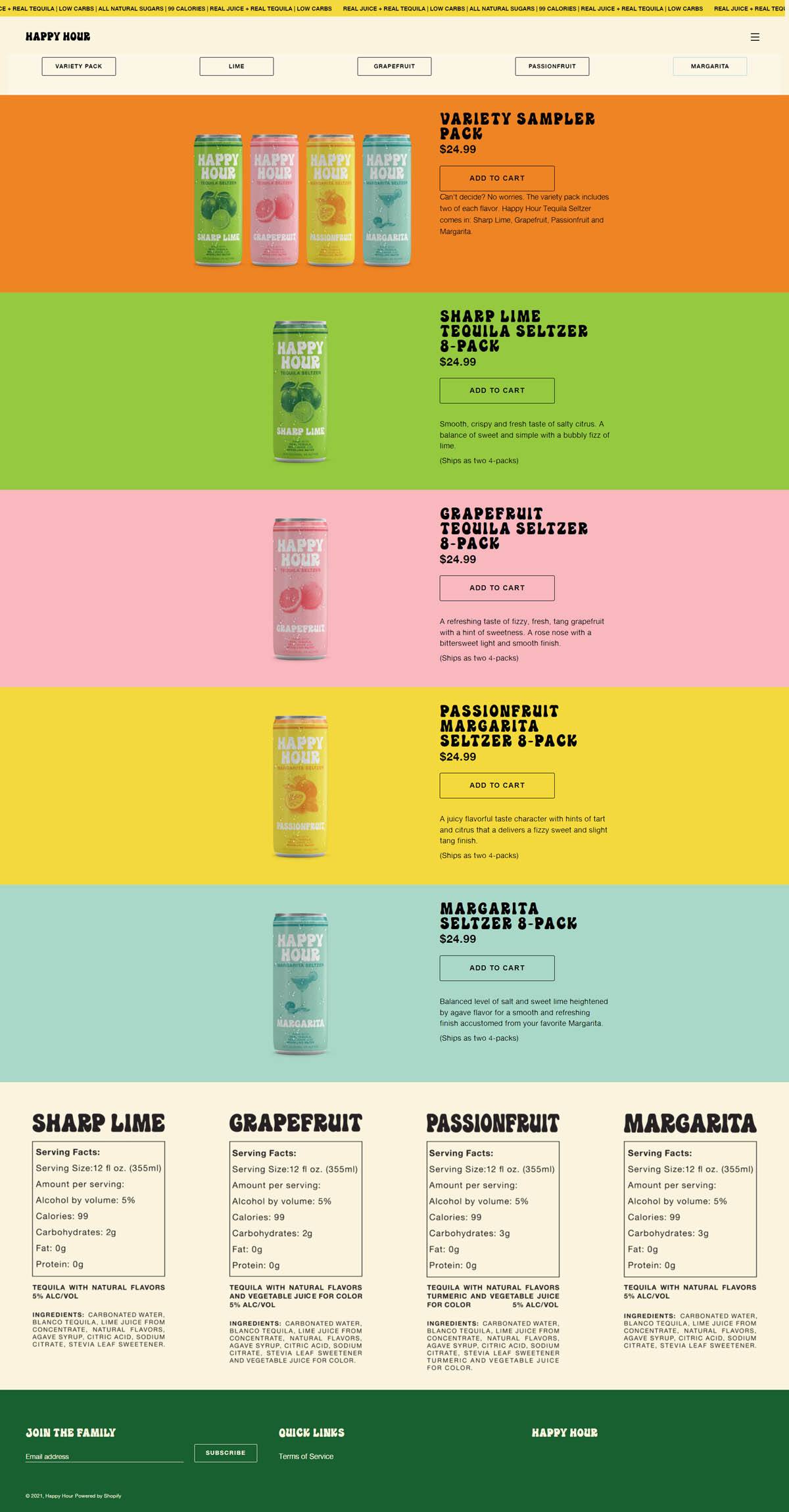 eCommerce website: Happy Hour