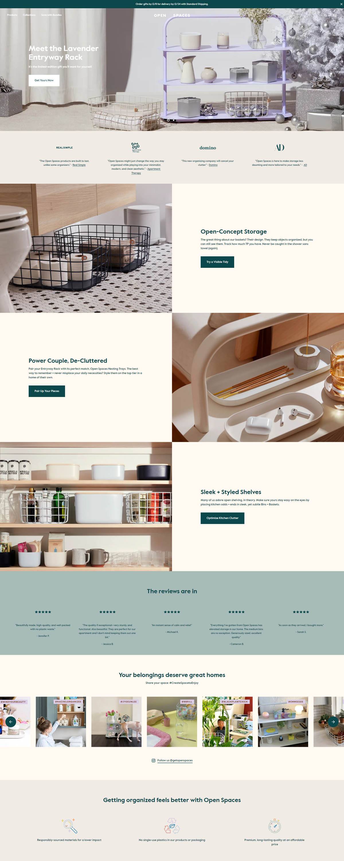 eCommerce website: Open Spaces