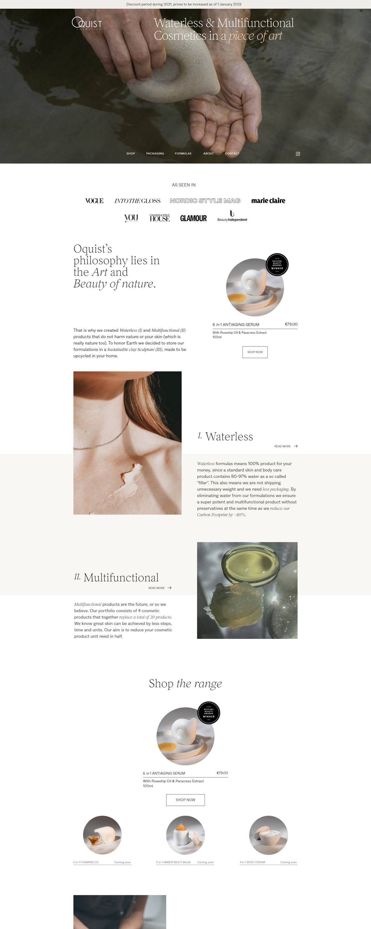 eCommerce website: Oquist Cosmetics