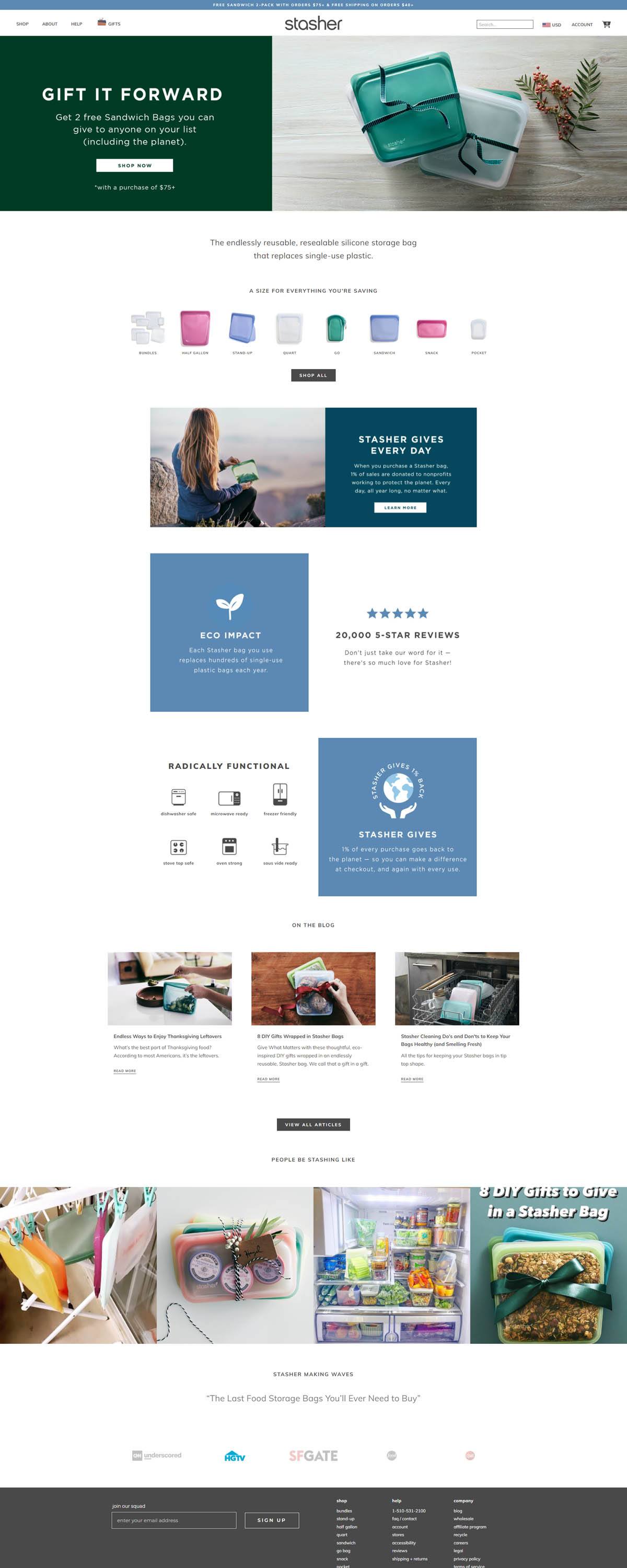 eCommerce website: Stasher
