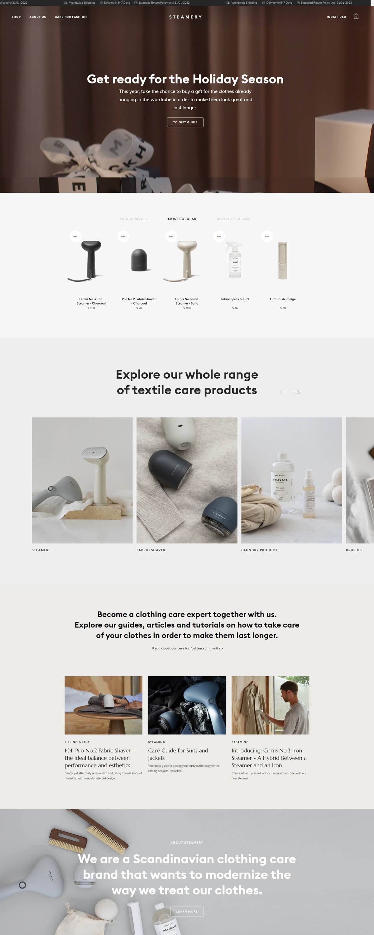 eCommerce website: Steamery