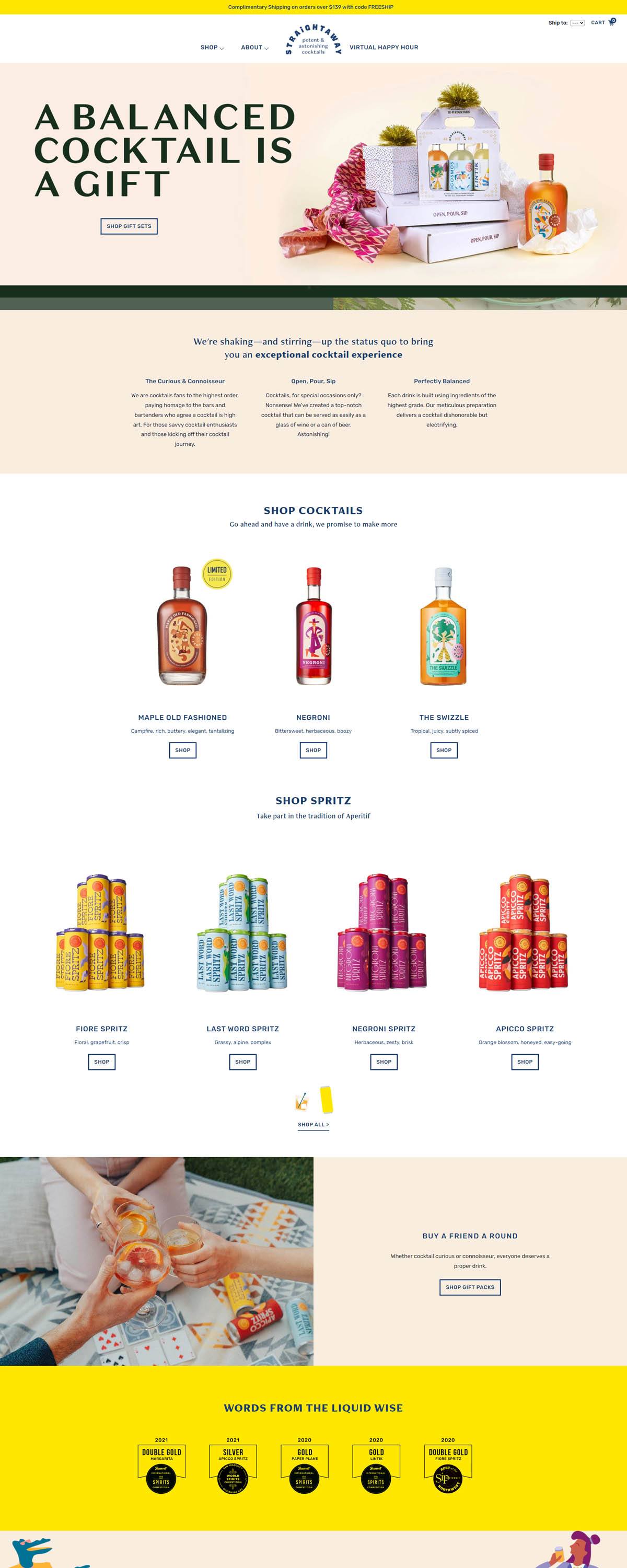 eCommerce website: Straightaway Cocktails