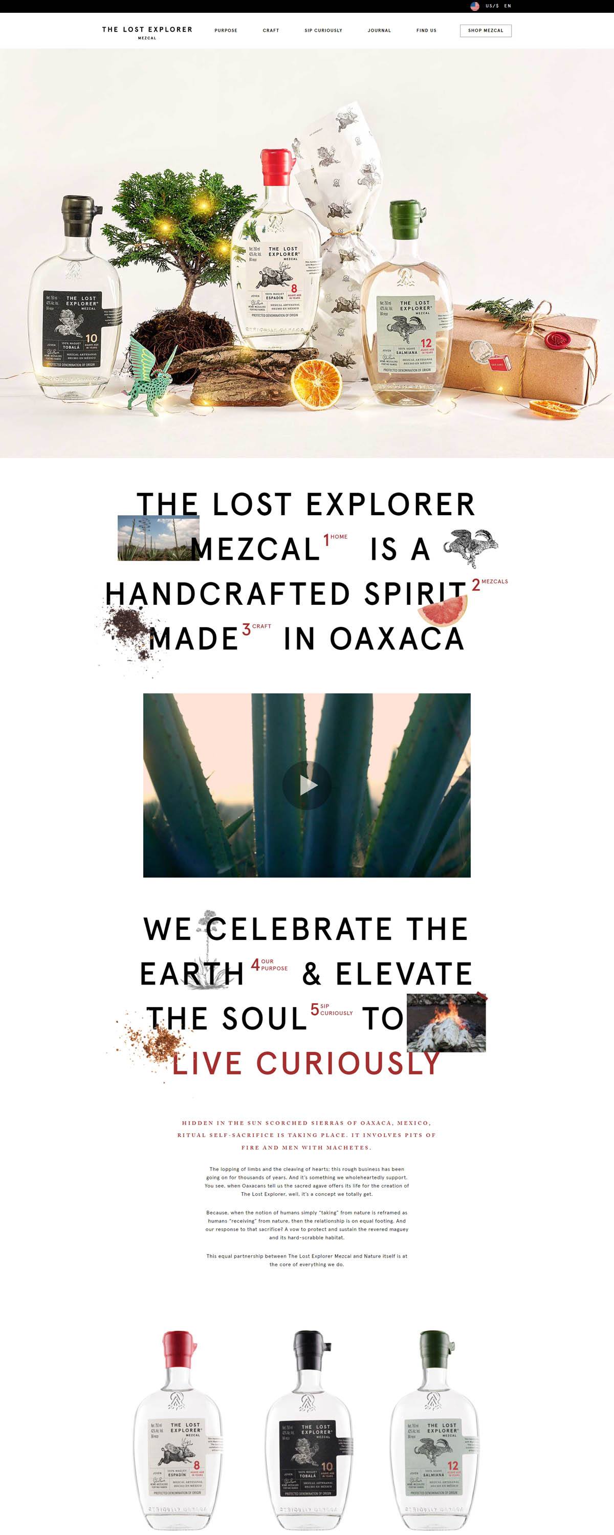 eCommerce website: The Lost Explorer Mezcal