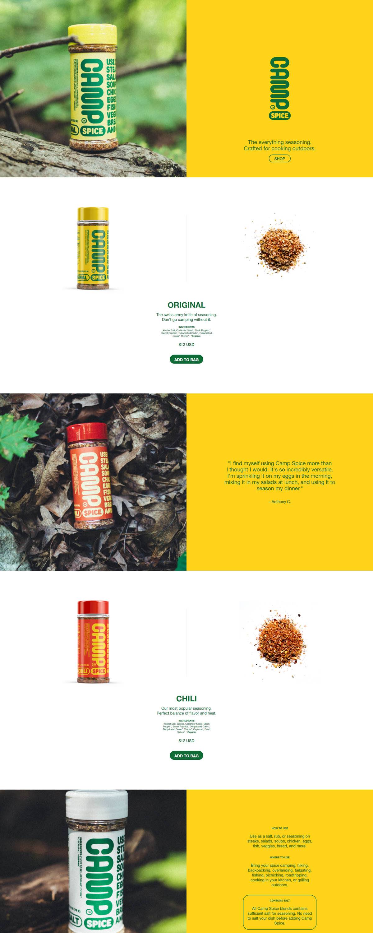 eCommerce website: Camp Spice