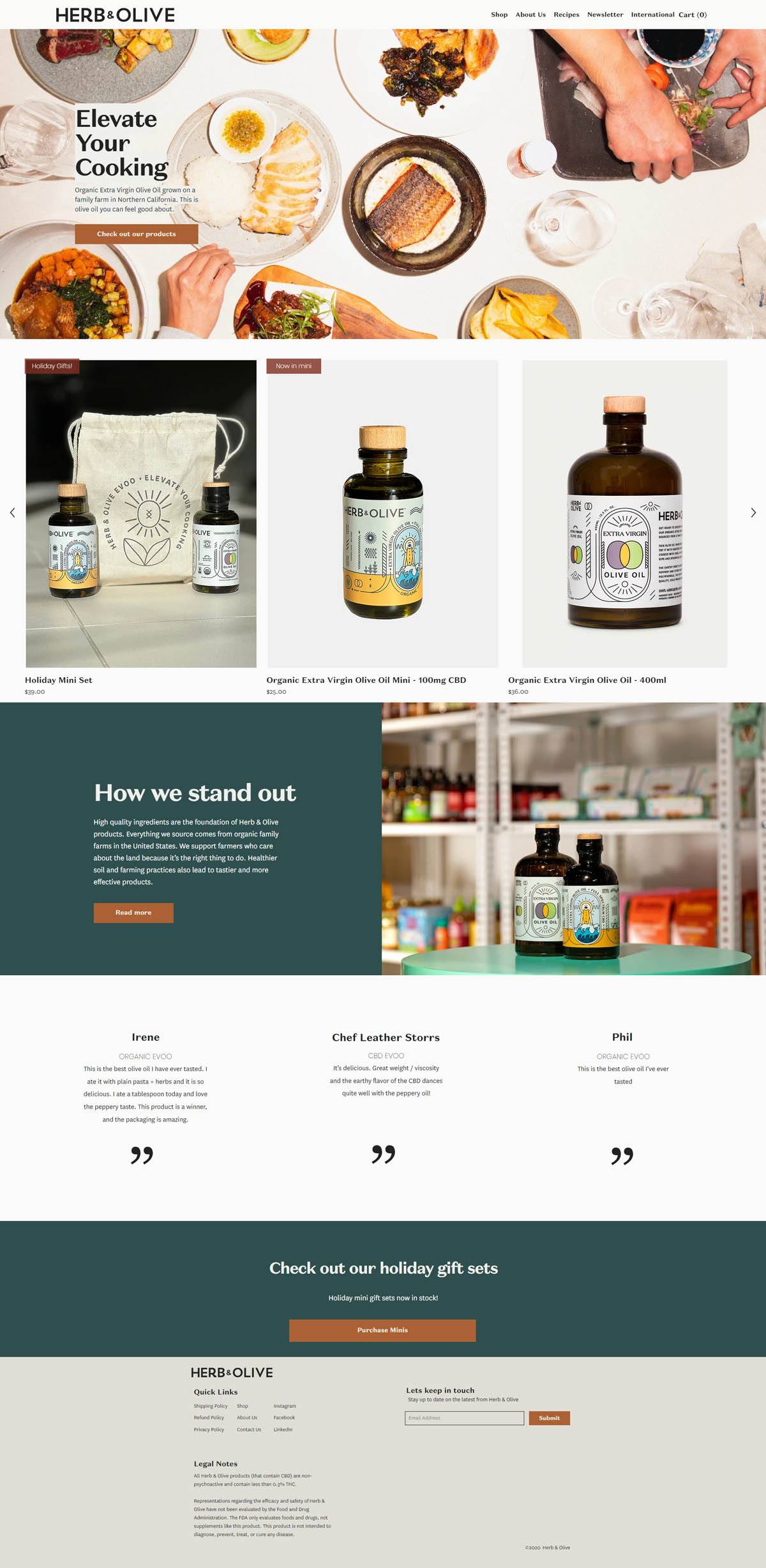eCommerce website: Herb & Olive