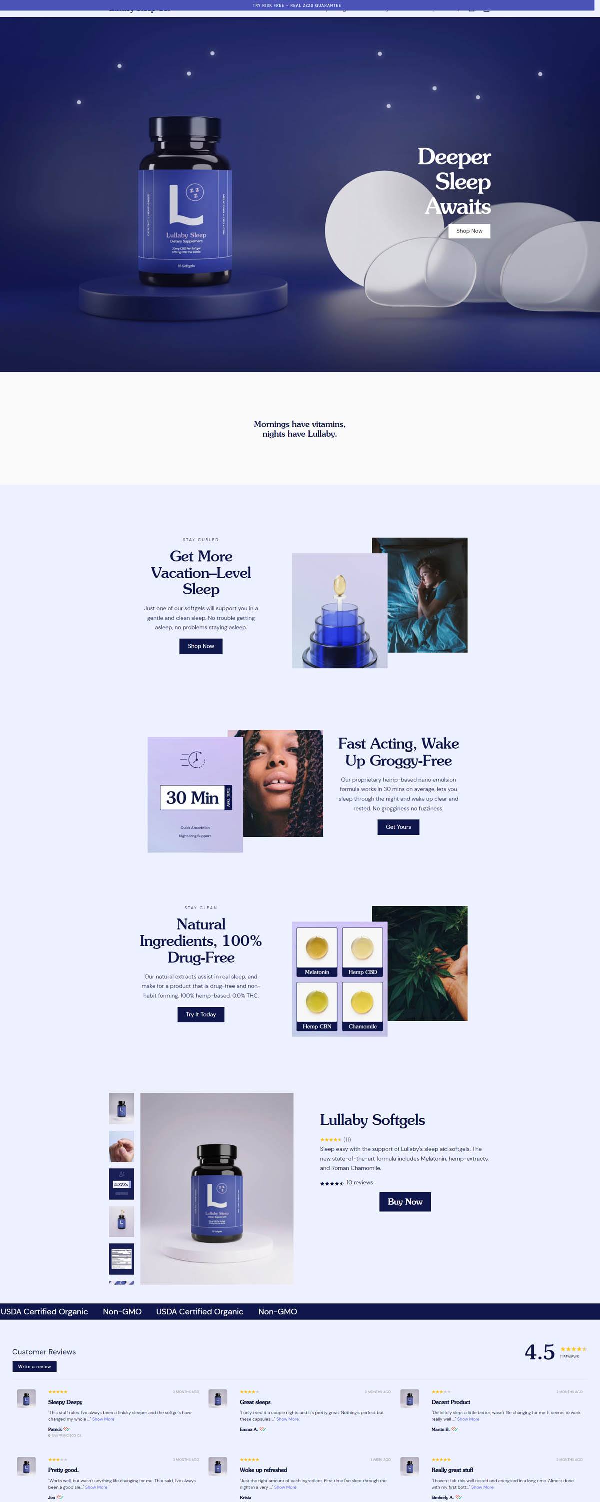 eCommerce website: Lullaby Sleep