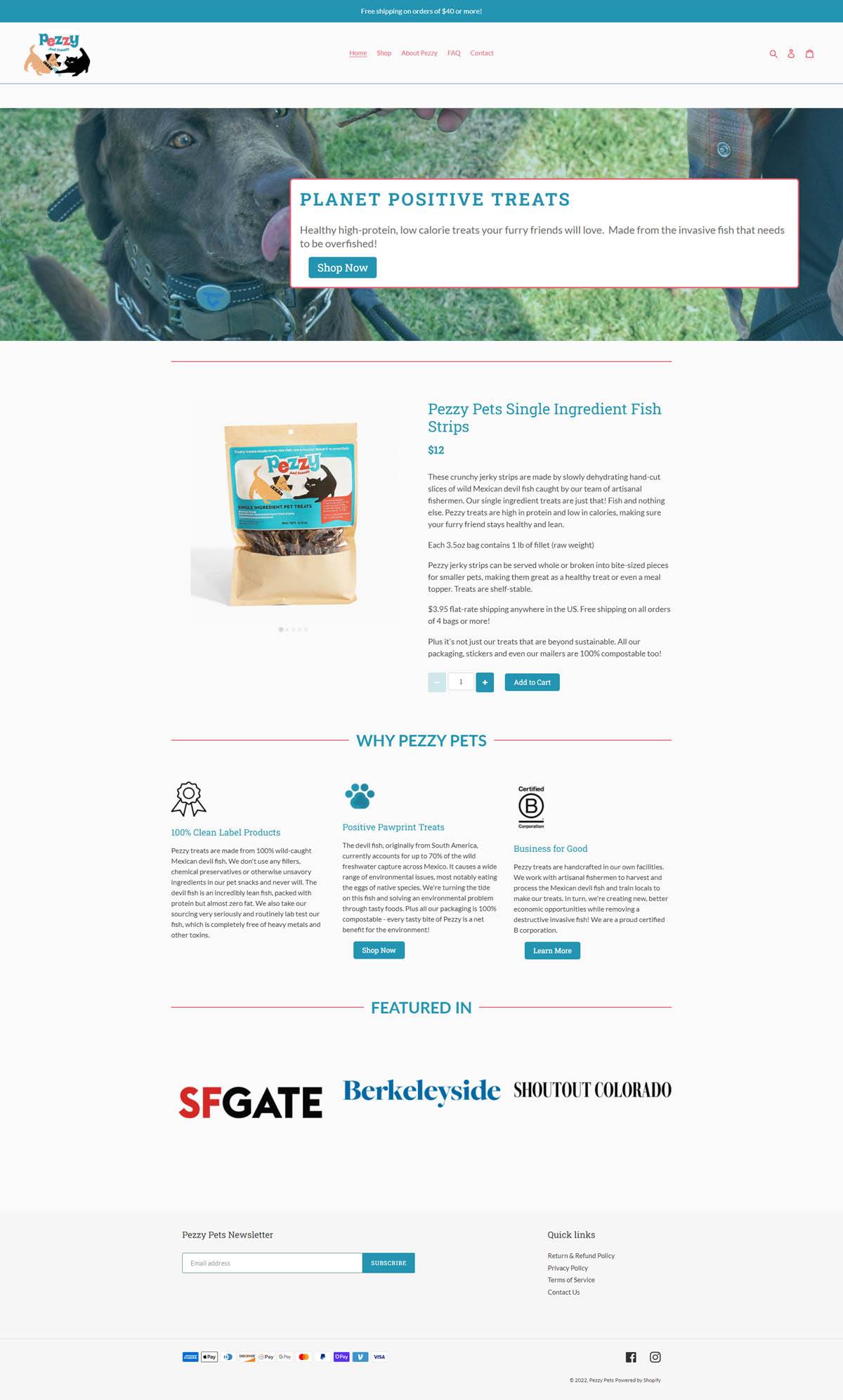 eCommerce website: Pezzy Pets