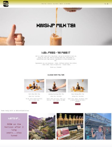 eCommerce website: Kinship Milk Tea