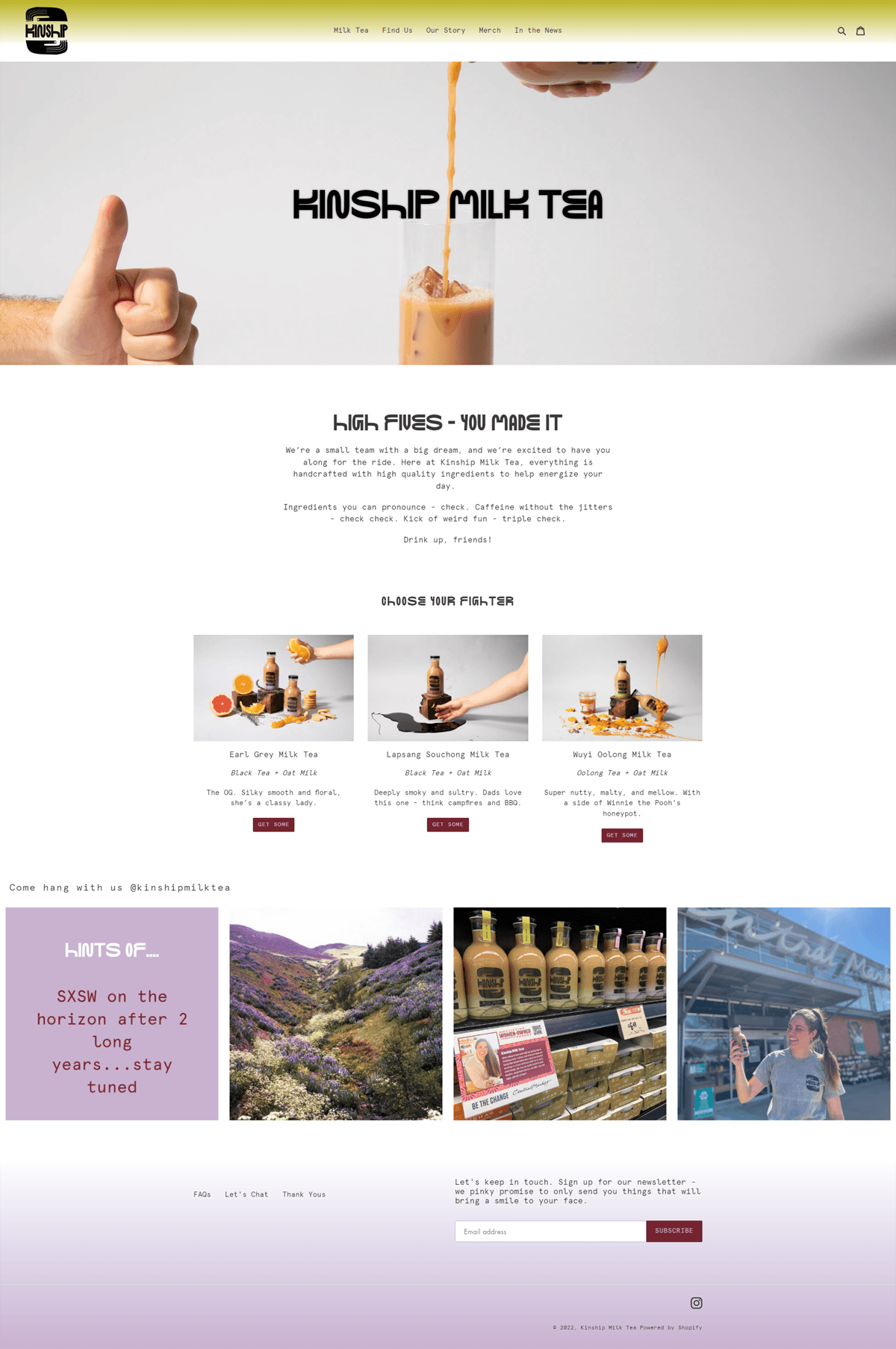 eCommerce website: Kinship Milk Tea
