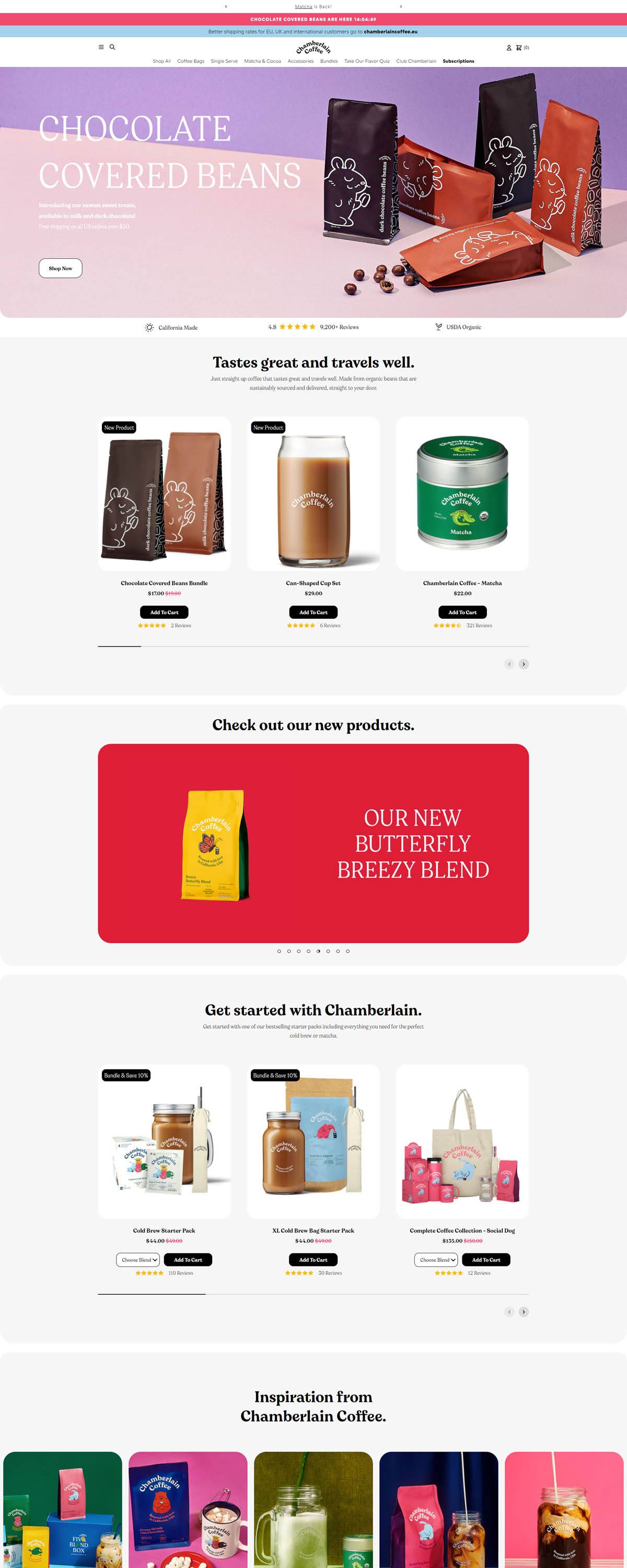 eCommerce website: Chamberlain Coffee