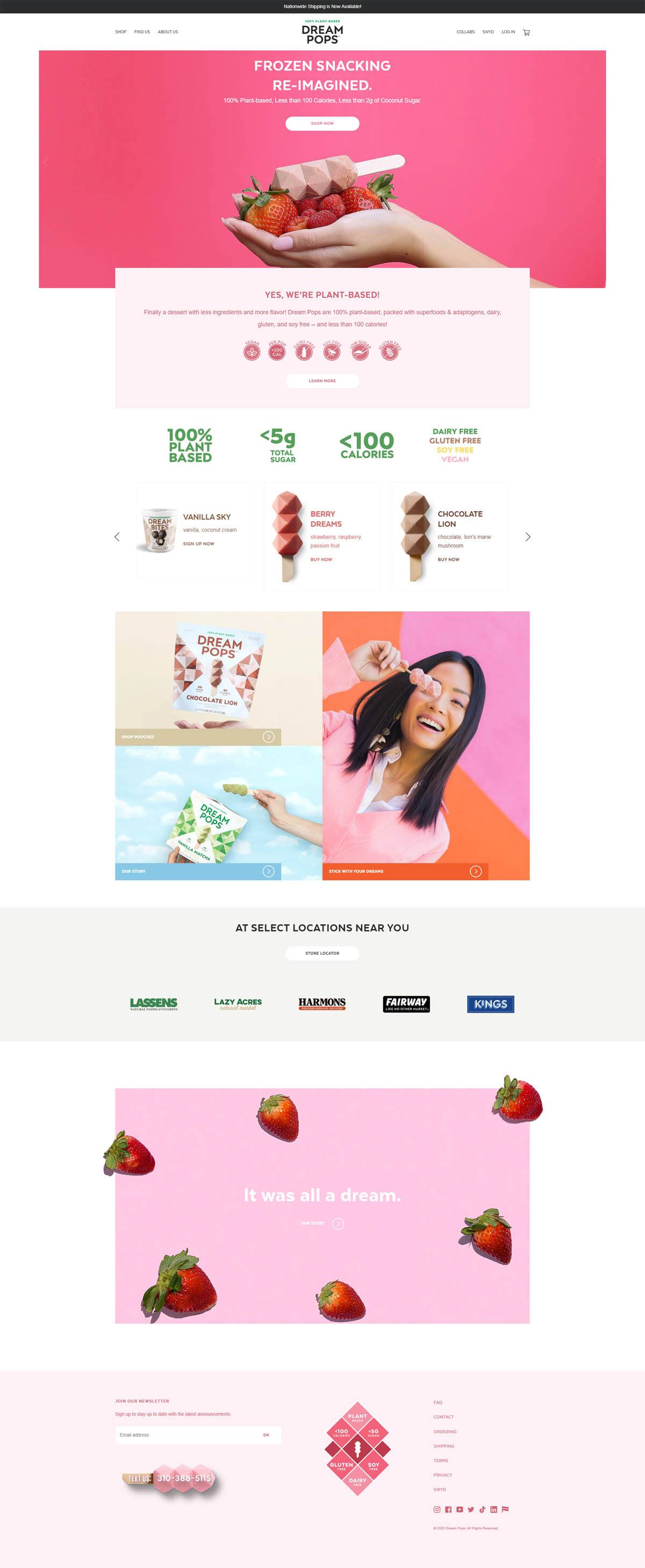 eCommerce website: Dream Pops