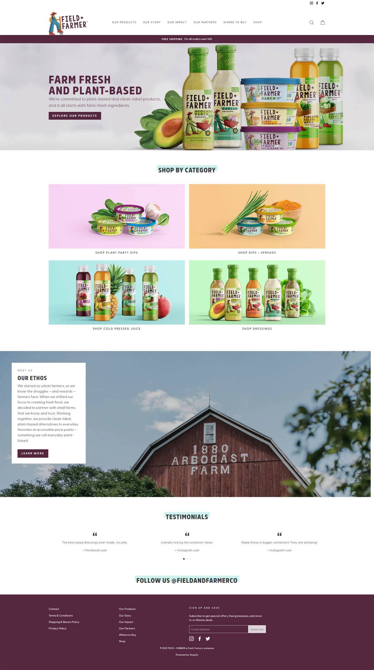 eCommerce website: Field + Farmer