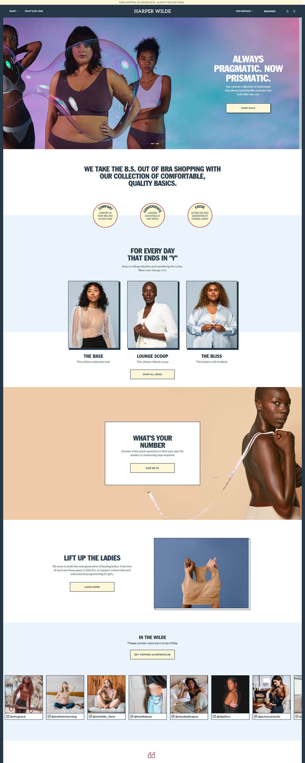 eCommerce website: Harper Wilde