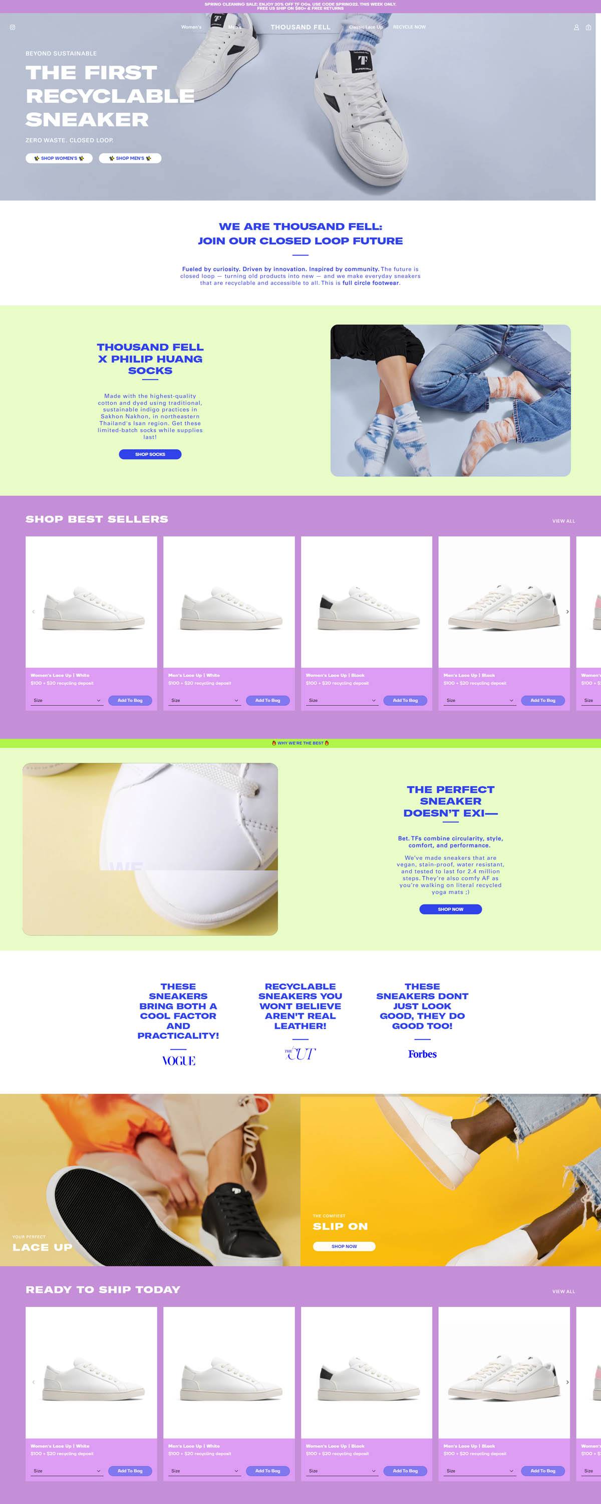 eCommerce website: Thousand Fell