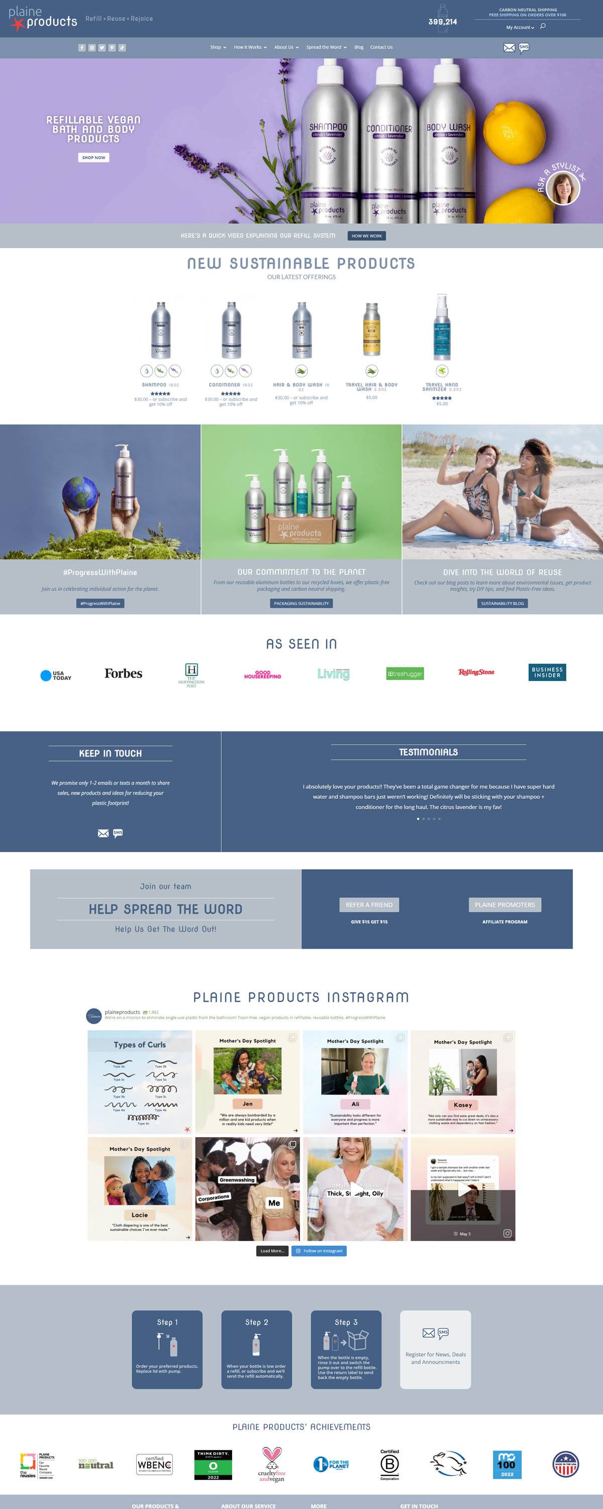 eCommerce website: Plaine Products