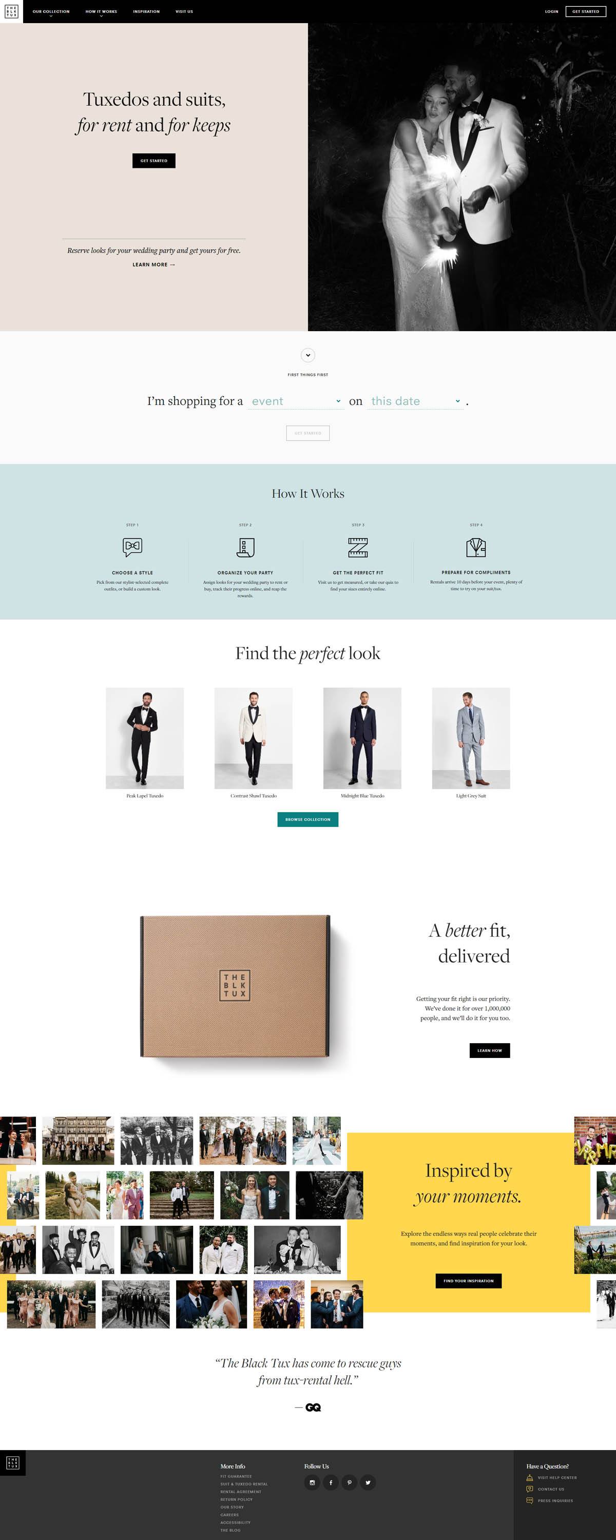 eCommerce website: The Black Tux