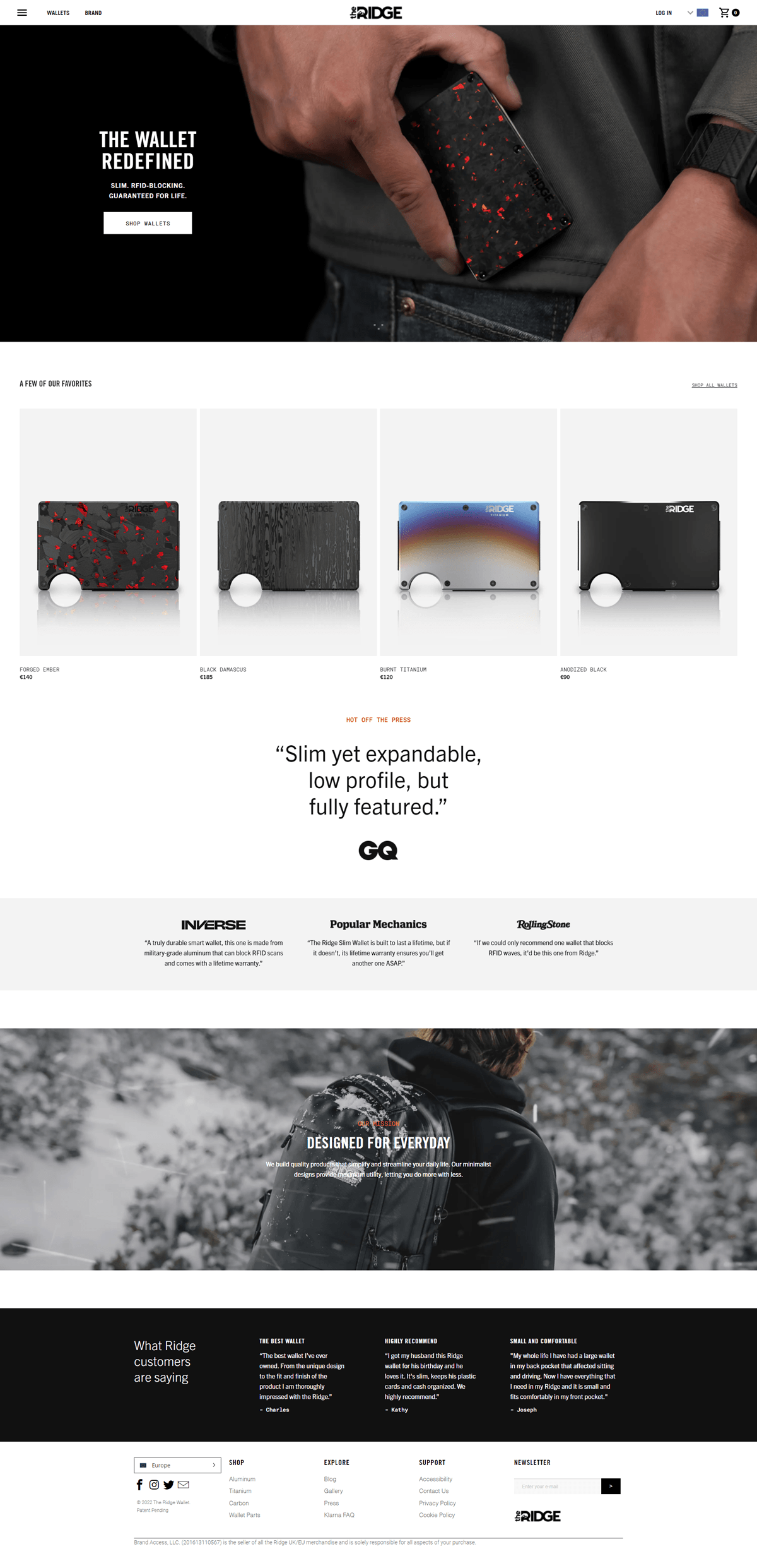 eCommerce website: The Ridge EU