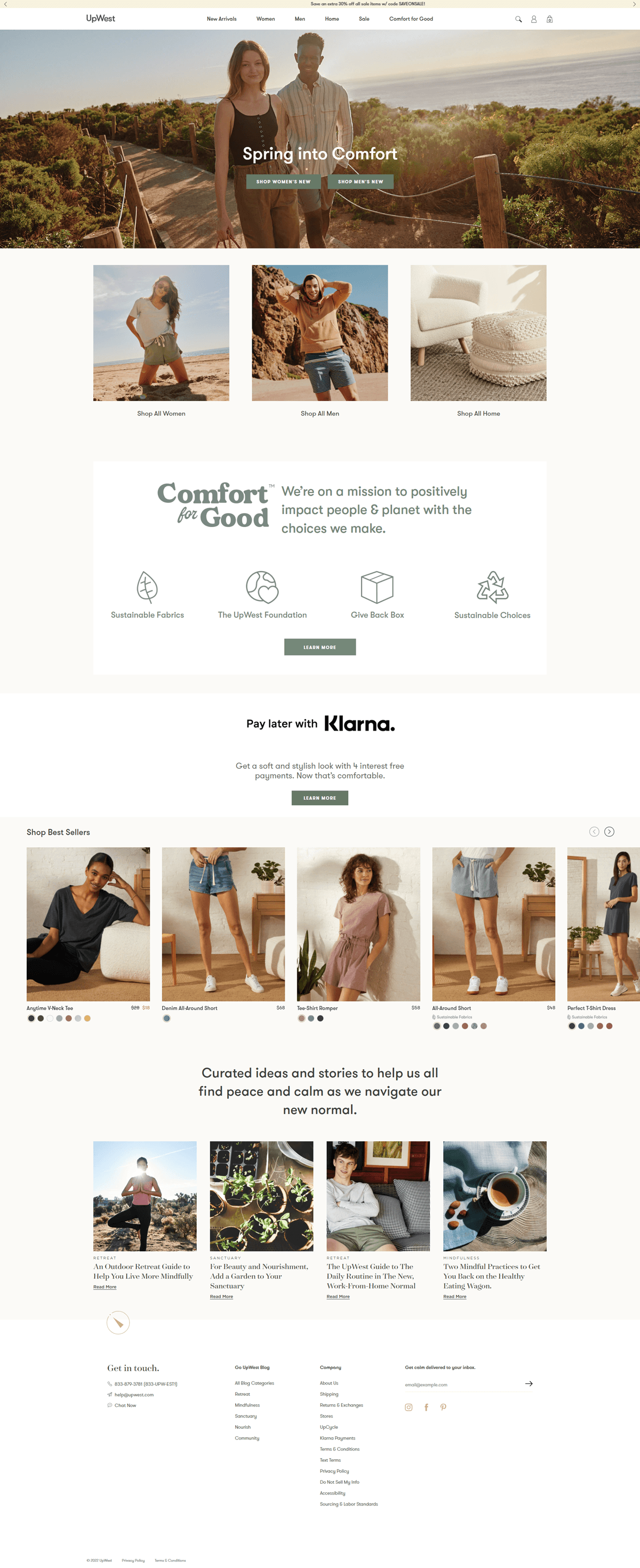 eCommerce website: UpWest
