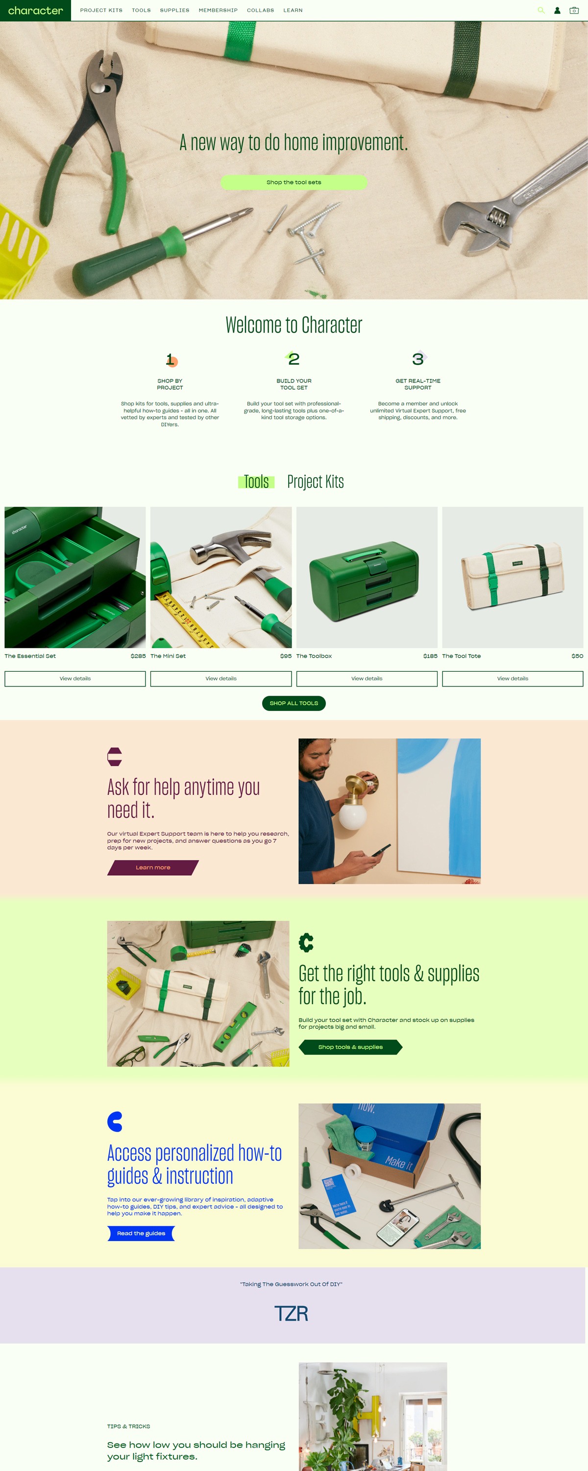 eCommerce website: Character