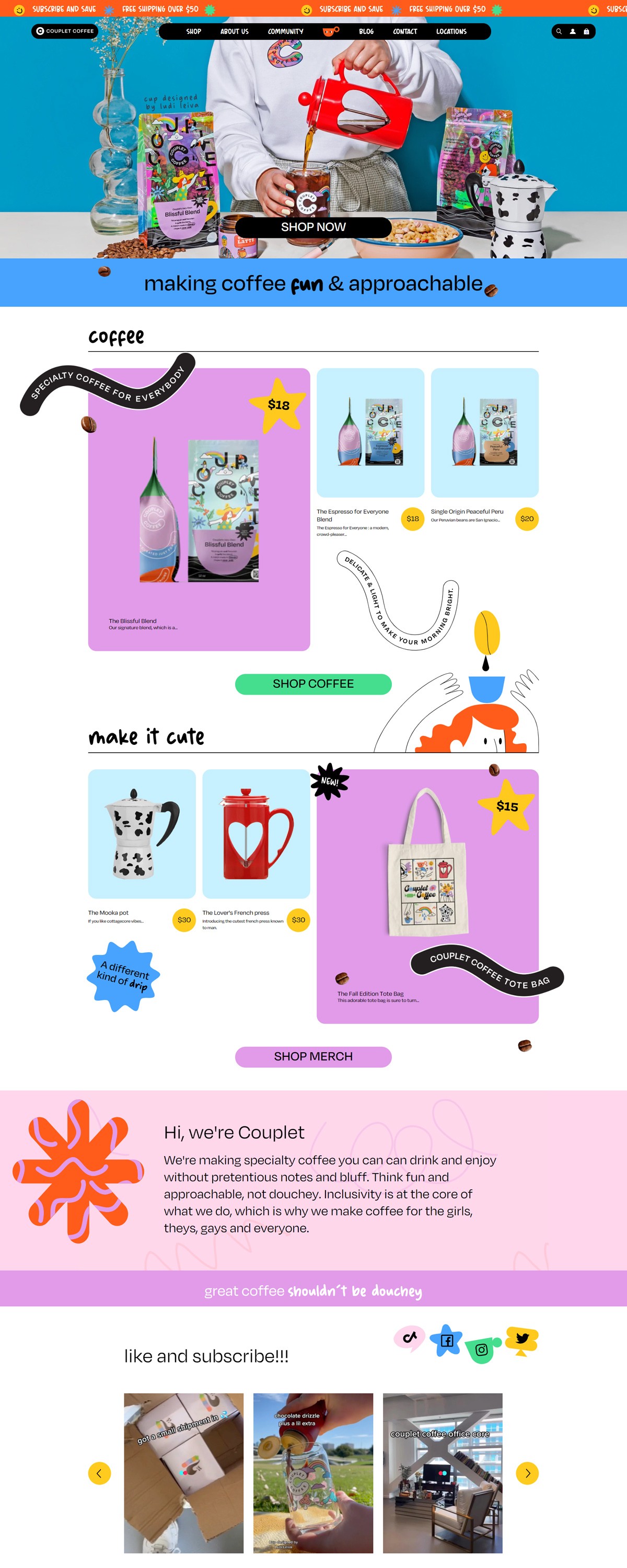 eCommerce website: Couplet Coffee