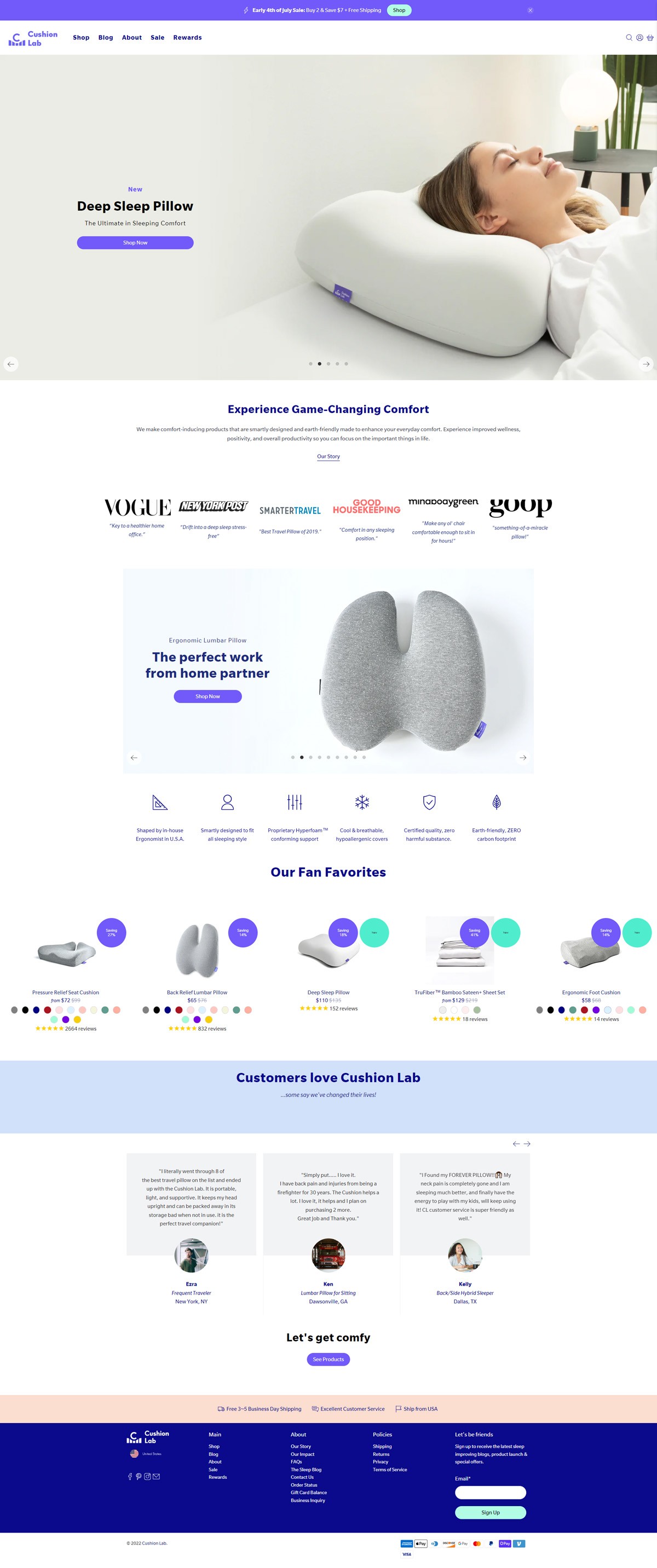 eCommerce website: Cushion Lab
