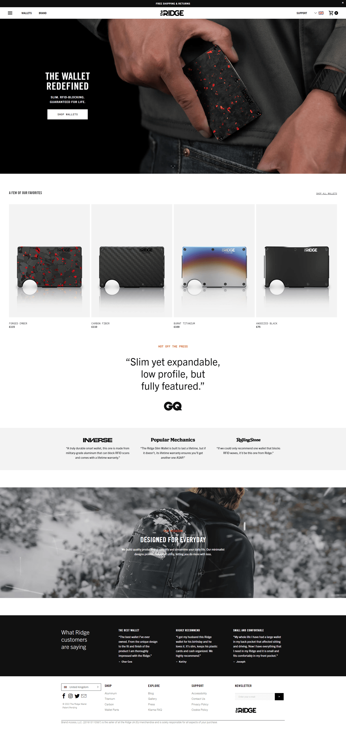 eCommerce website: The Ridge UK