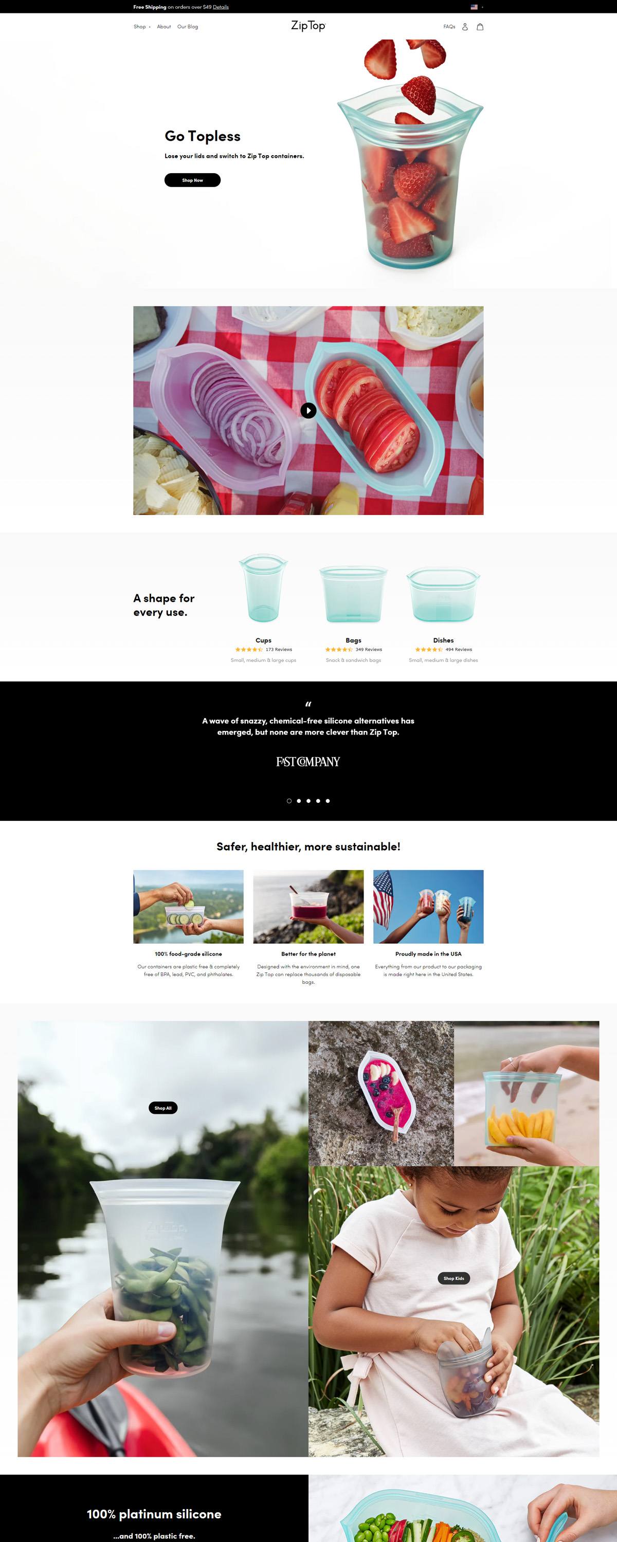 eCommerce website: Zip Top