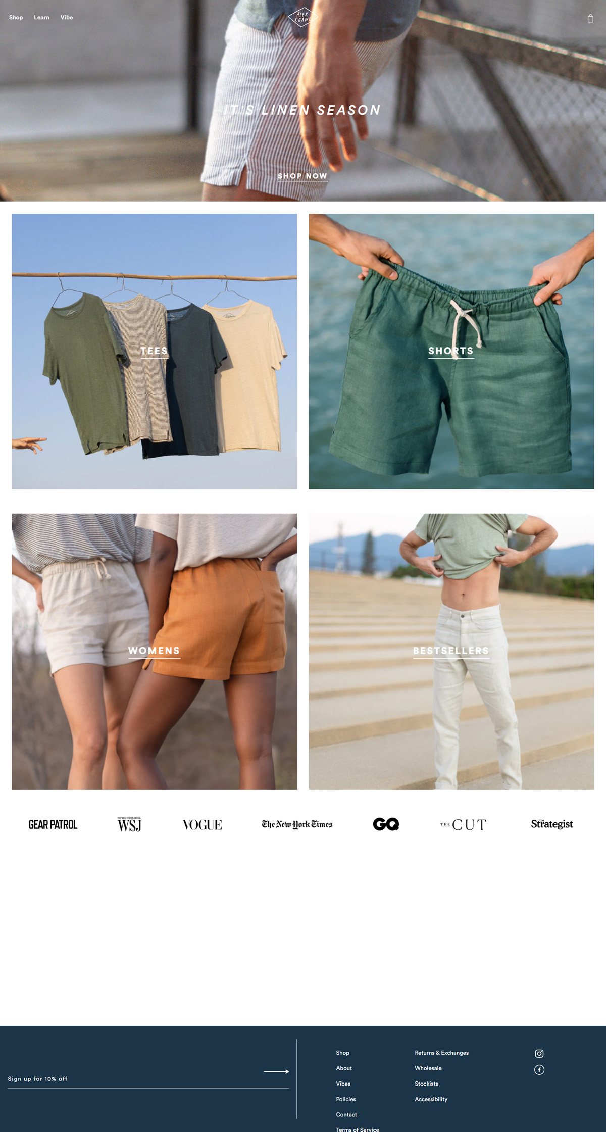 eCommerce website: Alex Crane