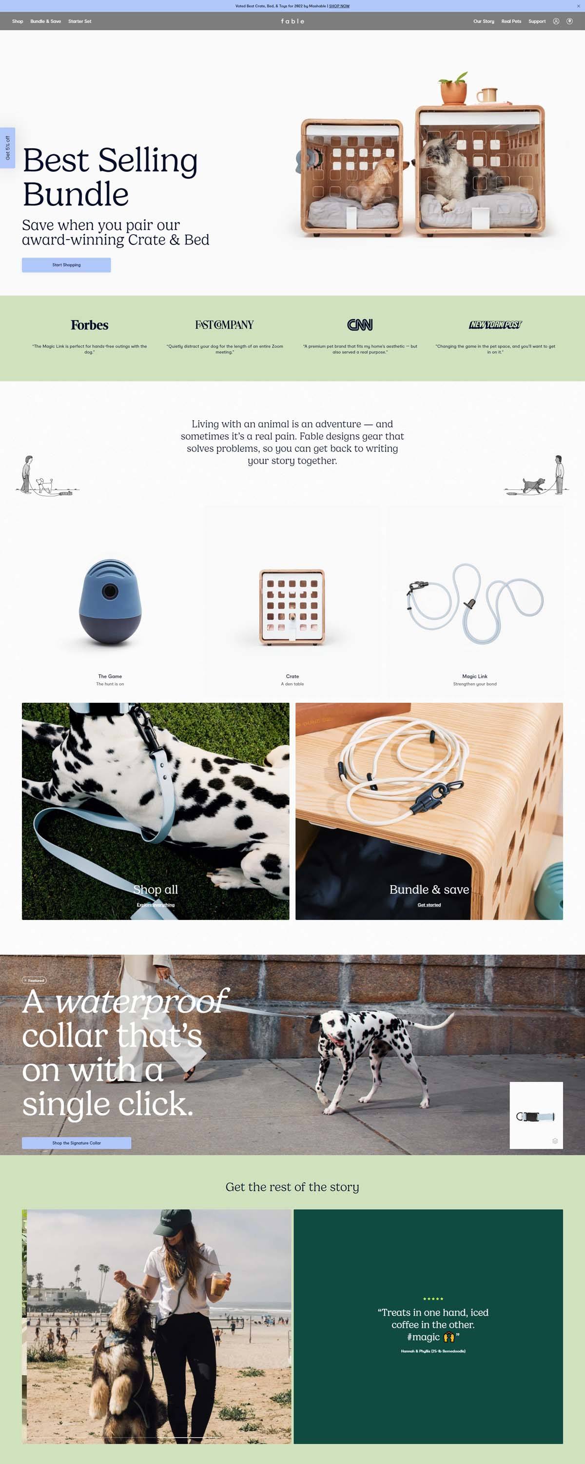 eCommerce website: Fable Pets