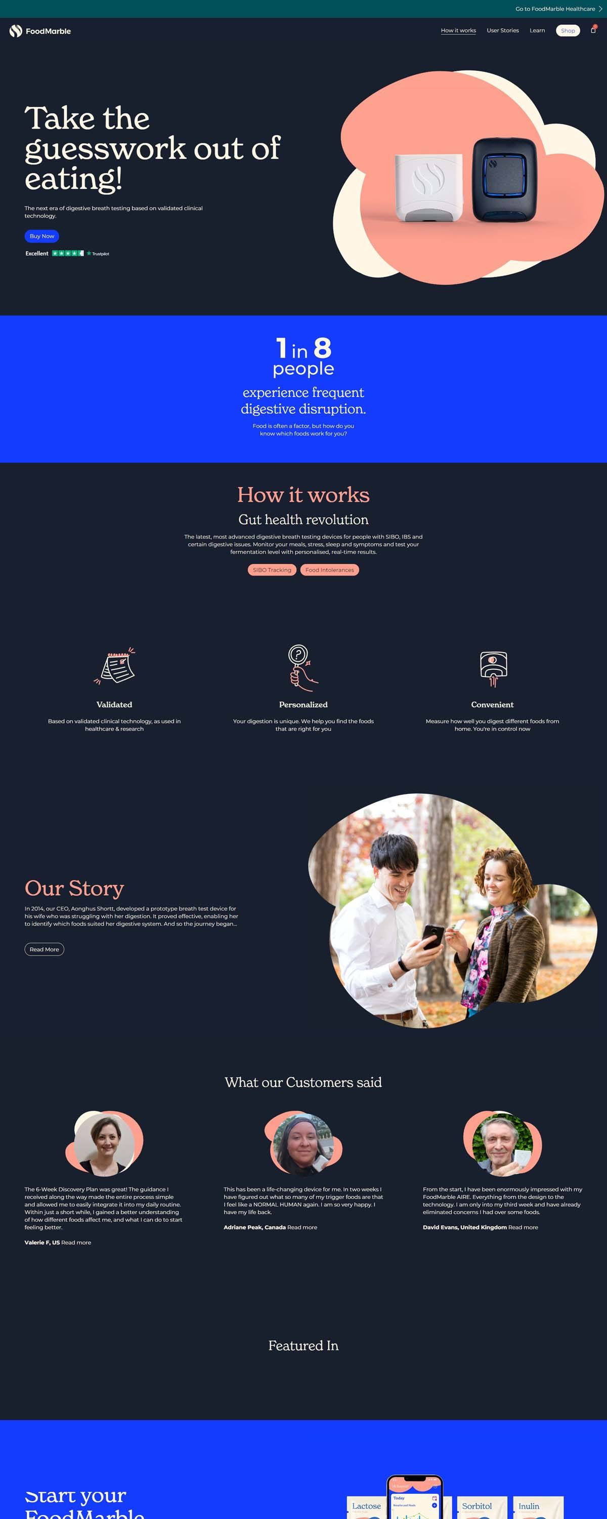 eCommerce website: FoodMarble