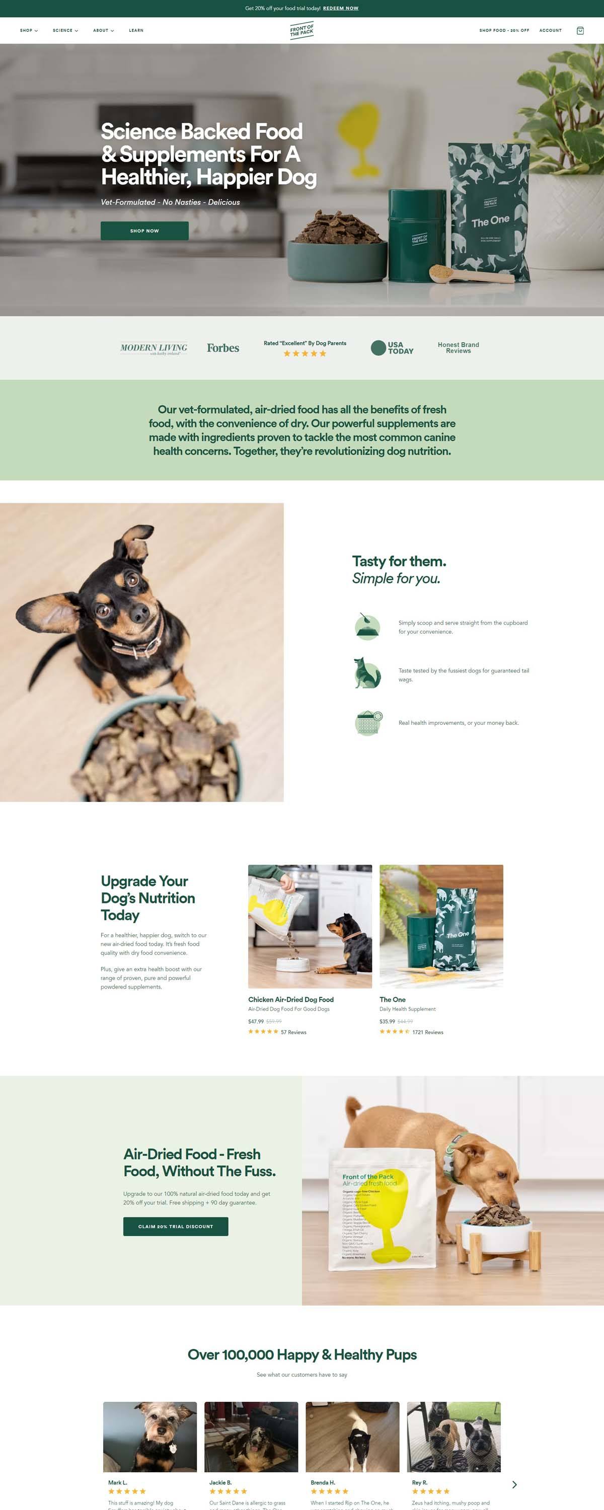 eCommerce website: Front Of The Pack