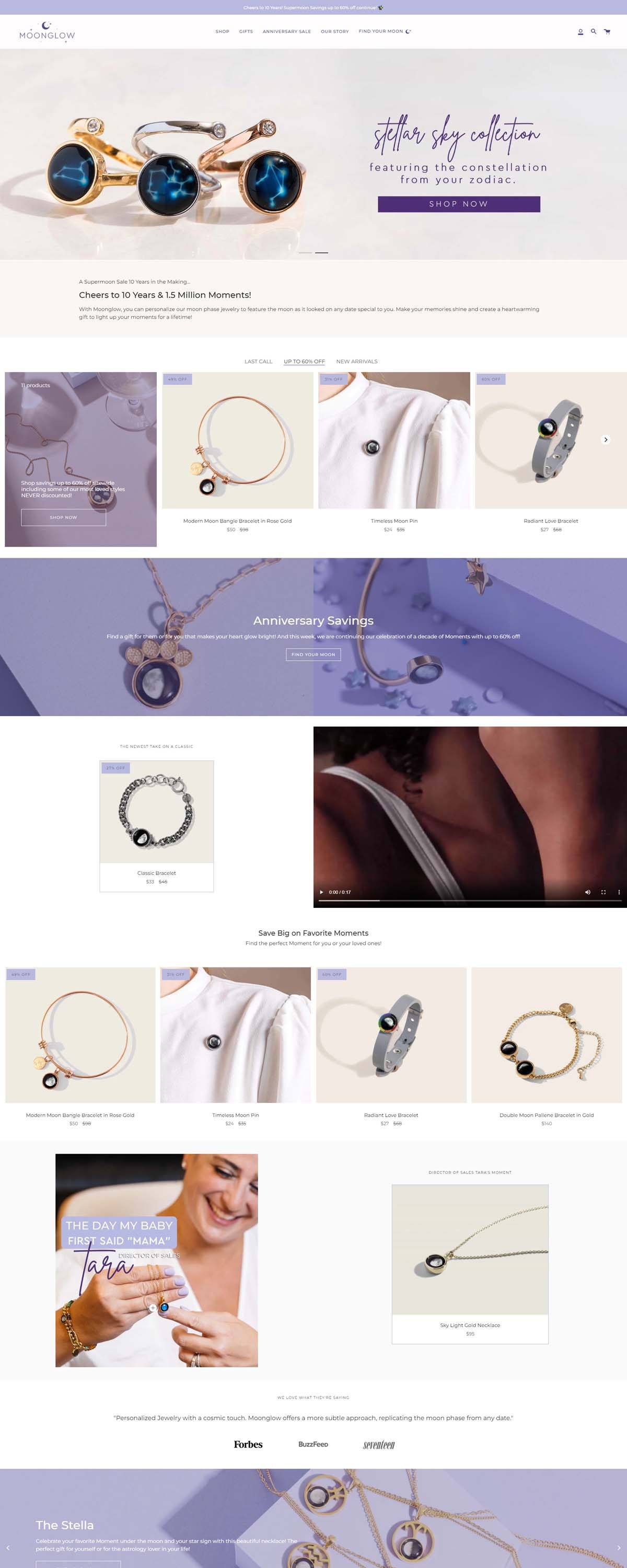 eCommerce website: Moonglow